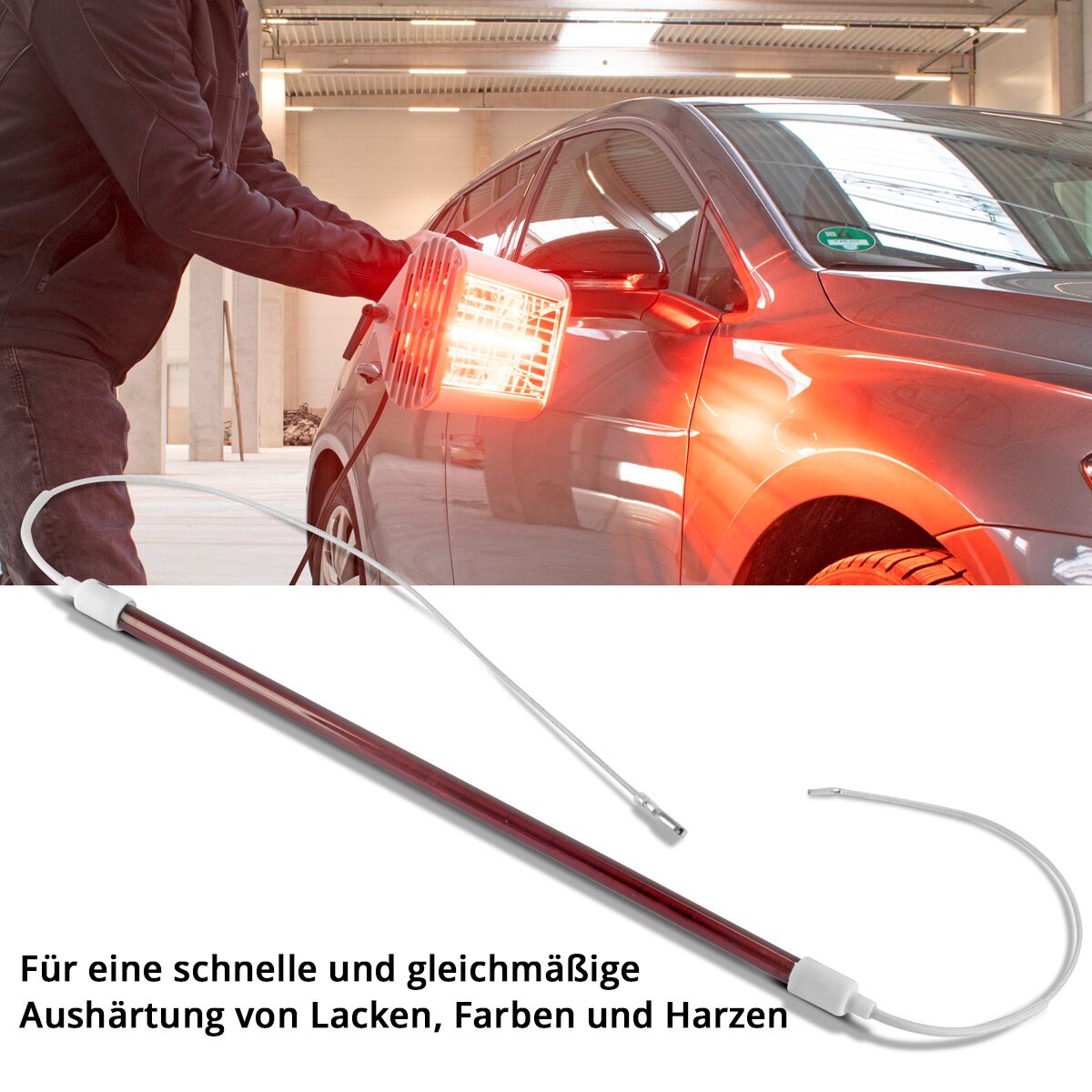 STAHLWERK IR-Glühbirne 1.200 W 355 mm für Infrarot-Lacktrockner IL-1200 ST Ersatzglühbirne mit extrem hoher Standzeit für IR-Strahler | IR-Trockner | IR-Lampen | IR-Heizstrahler