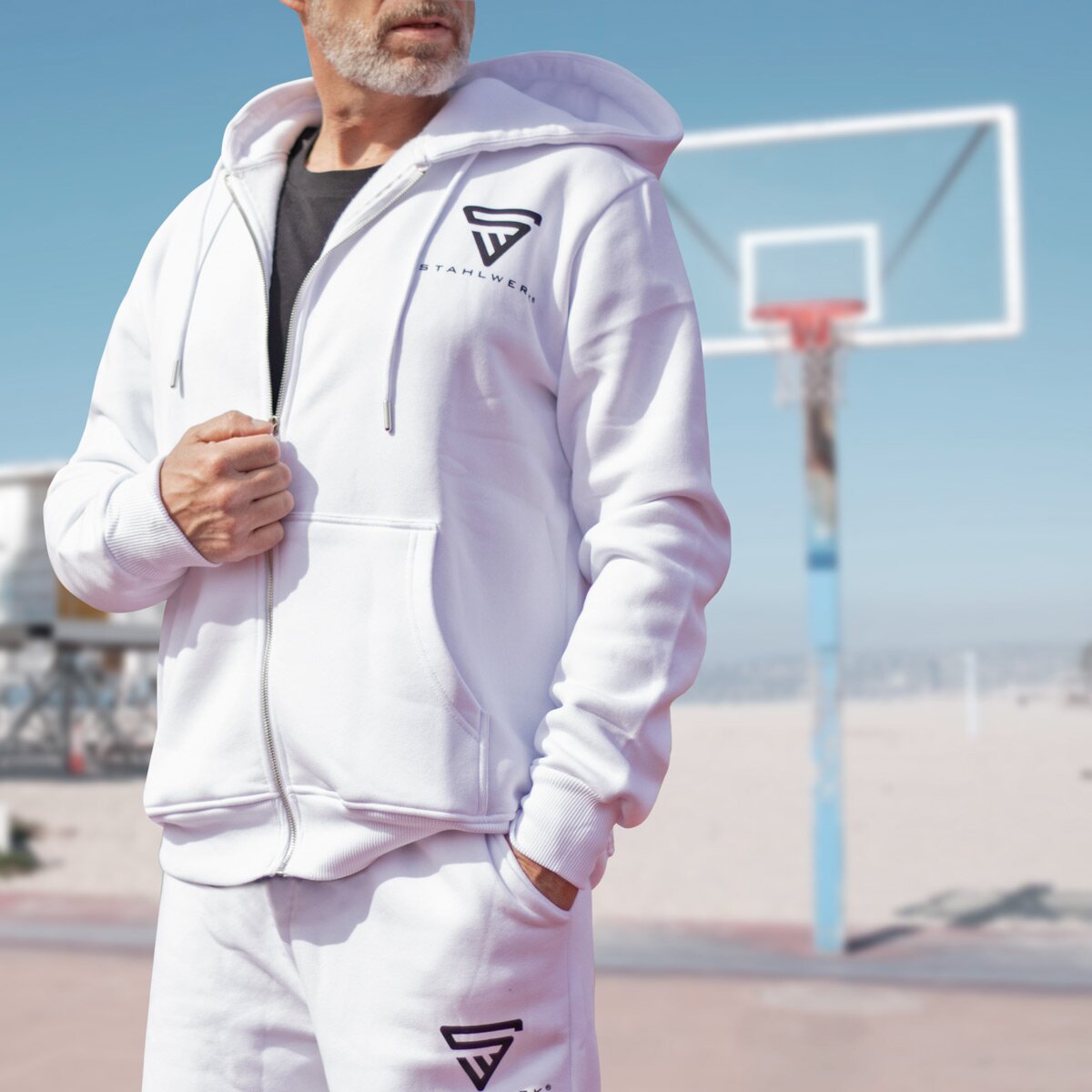 Steelworks jogging suit white size L Tracksuit | Jogger | Training suit | Sports suit | Sweating | Fitness suit with hoodie and jogging pants