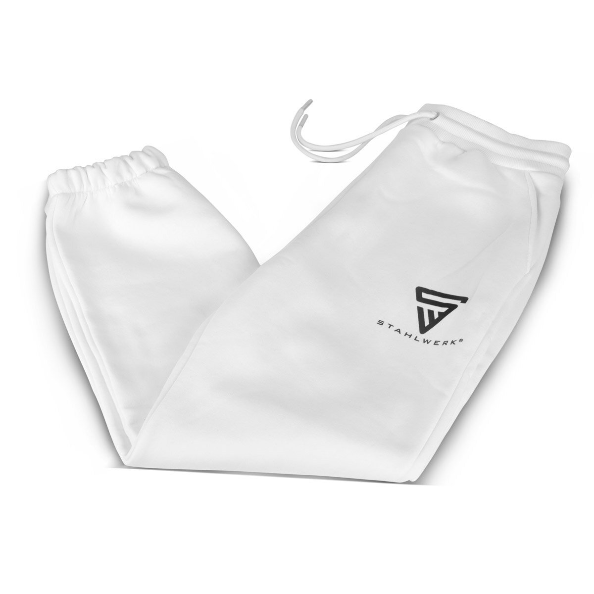 Steelworks jogging pants white size L sports pants | Jogger | Training pants | Sweatose | Sweatpants with a logo print made of 70% cotton and 30% polyester