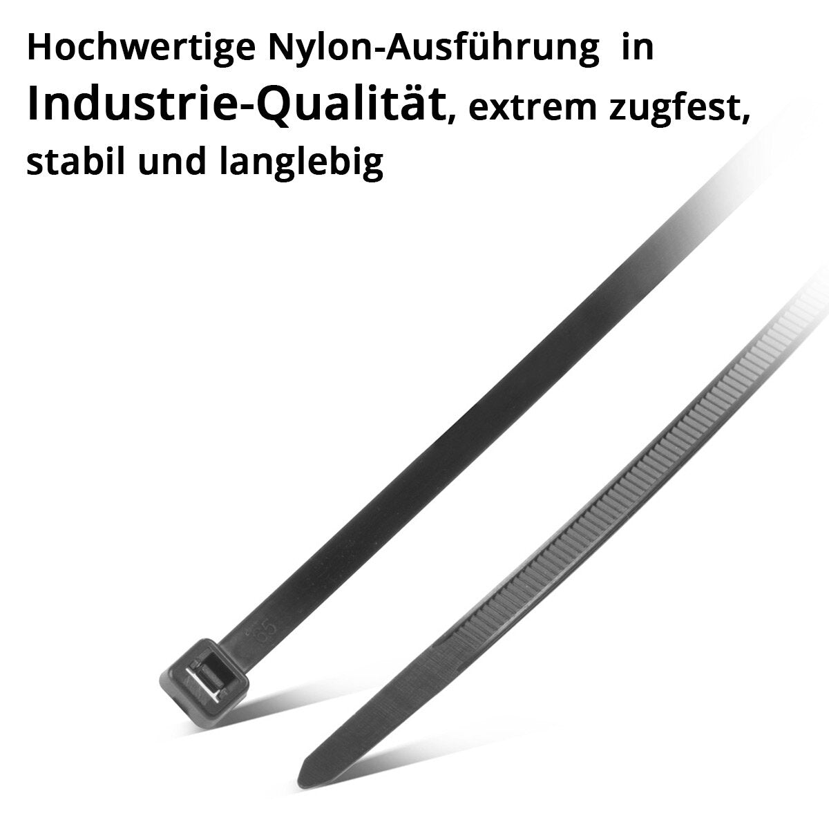 Steelworks cable tie 150 set 2.5 x 150 mm | 3.6 x 200 mm | 4.8 x 300 mm in black, industrial quality cable straps, UV-resistant, extremely train-proof, stable and durable