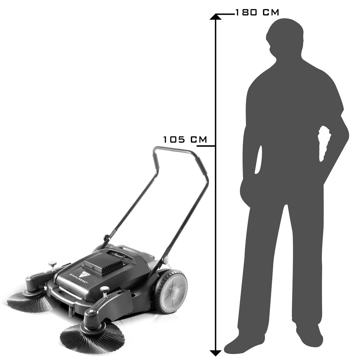 Steel mill SL-35 ST with 1000 mm sweeping width and 55 l capacity, hand sweeping / floor sweeper with a double brush head