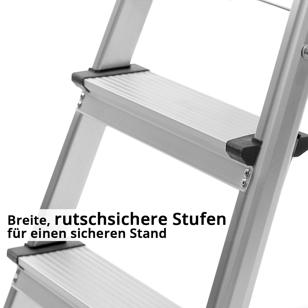 STAHLWERK Trittleiter TL-32 ST mit 150 kg Tragkraft und 3 Stufen Aluminium-Leiter | Klappleiter | Klapptritt | Mehrzweckleiter | Haushaltsleiter | Stehleiter mit rutschfesten Sprossen