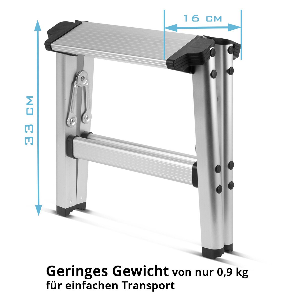 STAHLWERK Klapptritt KT-1 ST mit 120 kg Tragkraft Aluminium-Leiter | Klappleiter | Trittleiter | Schemel | Tritthocker mit rutschfester Stufe