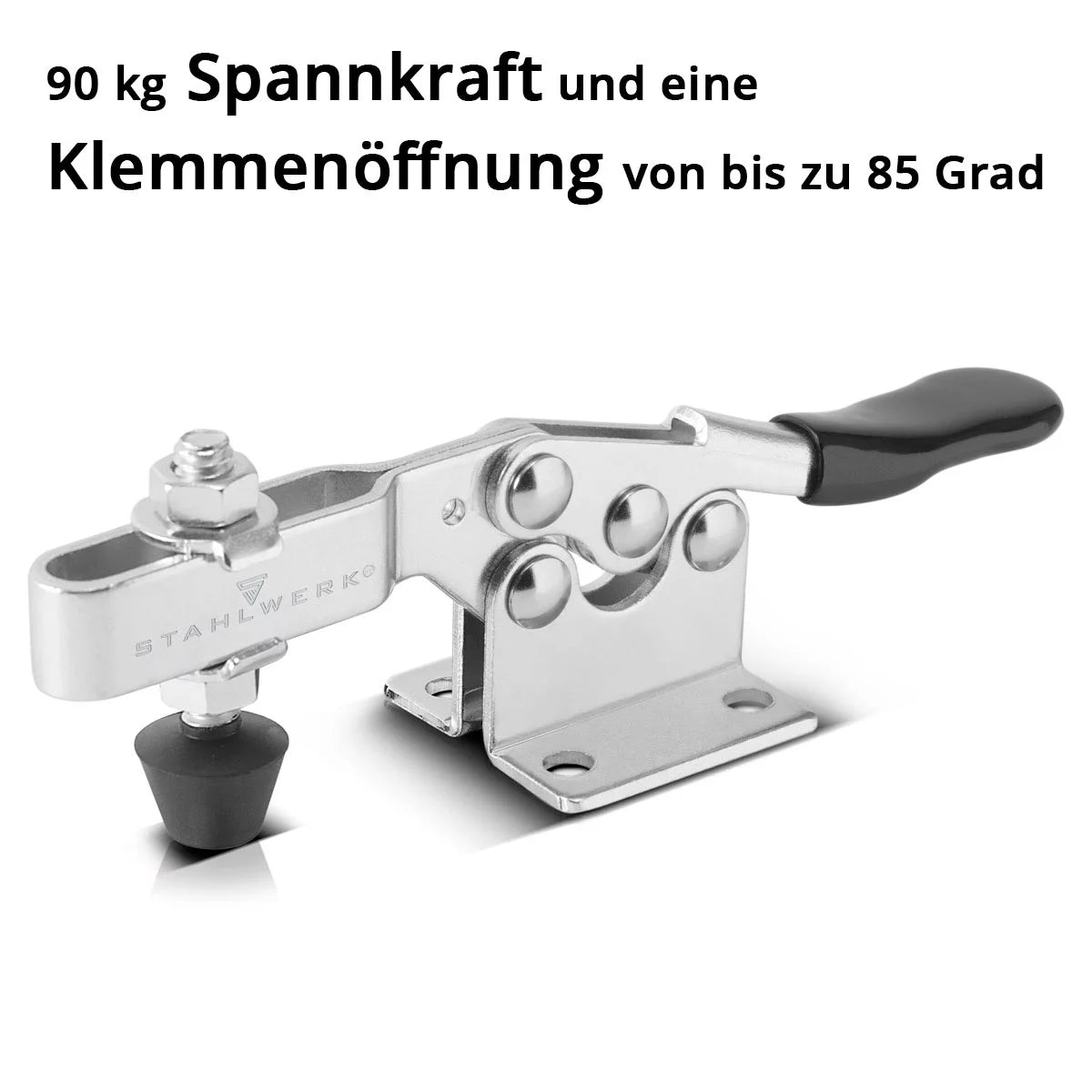 STAHLWERK Knebelklemme TC-90 ST 4er Set mit 90 kg (198 lbs) Spannkraft, robuster Schnellspanner / Senkrechtspanner / Kniehebelspanner aus rostfreiem Stahl