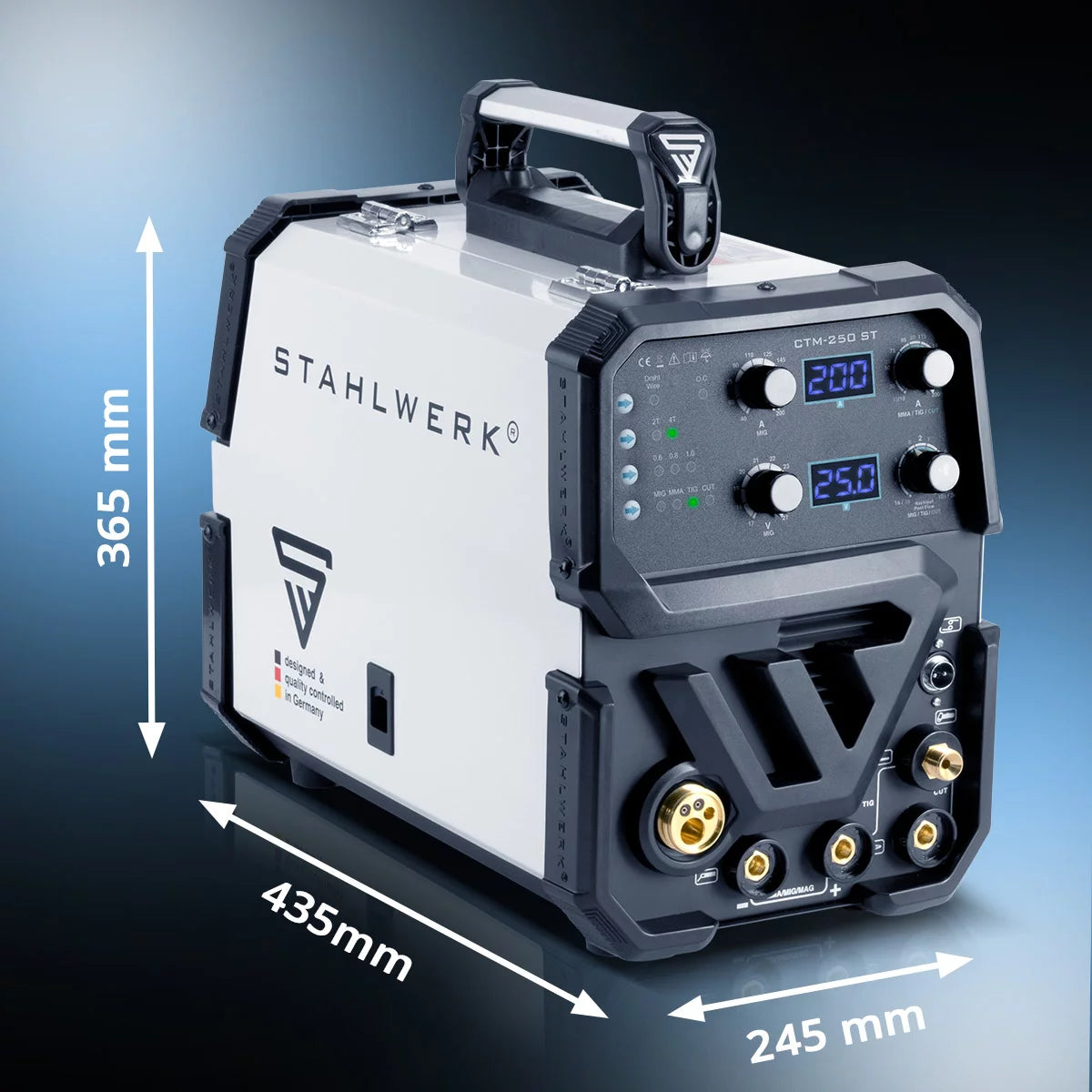 STAHLWERK CTM-250 ST Kombi-Schweißgerät WIG + MIG/MAG + MMA/E-Hand + CUT/Plasma mit 200 Ampere und 50 Ampere Plasma-Funktion Vollausstattung