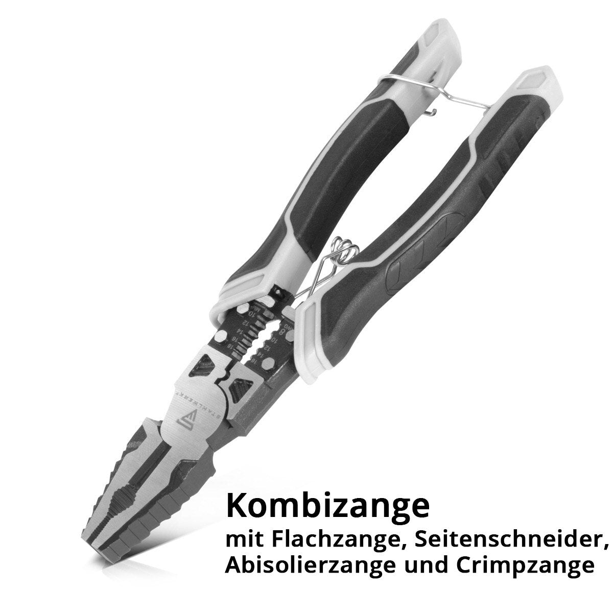 STAHLWERK Kombizange | Multifunktionszange | Flachzange | Seitenschneider | Abisolierzange | Crimpzange aus hochwertigem Chrom-Vanadium