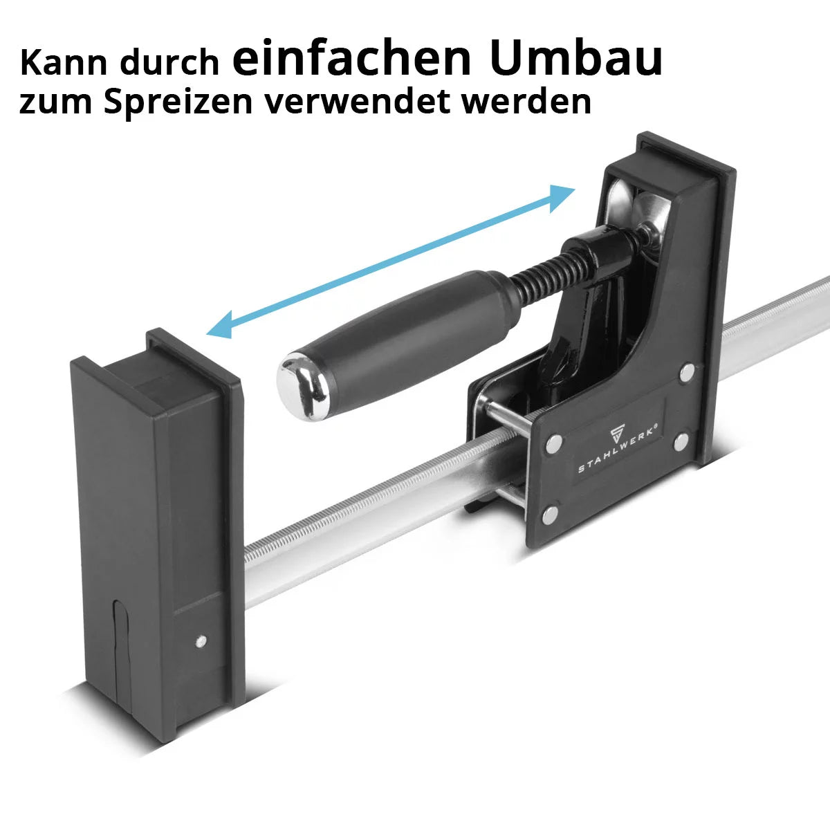 STAHLWERK Korpuszwinge 95x300 mm / 12"| kraftvolle Schraubzwinge mit 650 kg Spannkraft | Klemmzwinge mit großer Auflagefläche zum Fixieren von Werkstücken | stabile Zwinge mit Spannweite 300 mm, Spanntiefe 95 mm