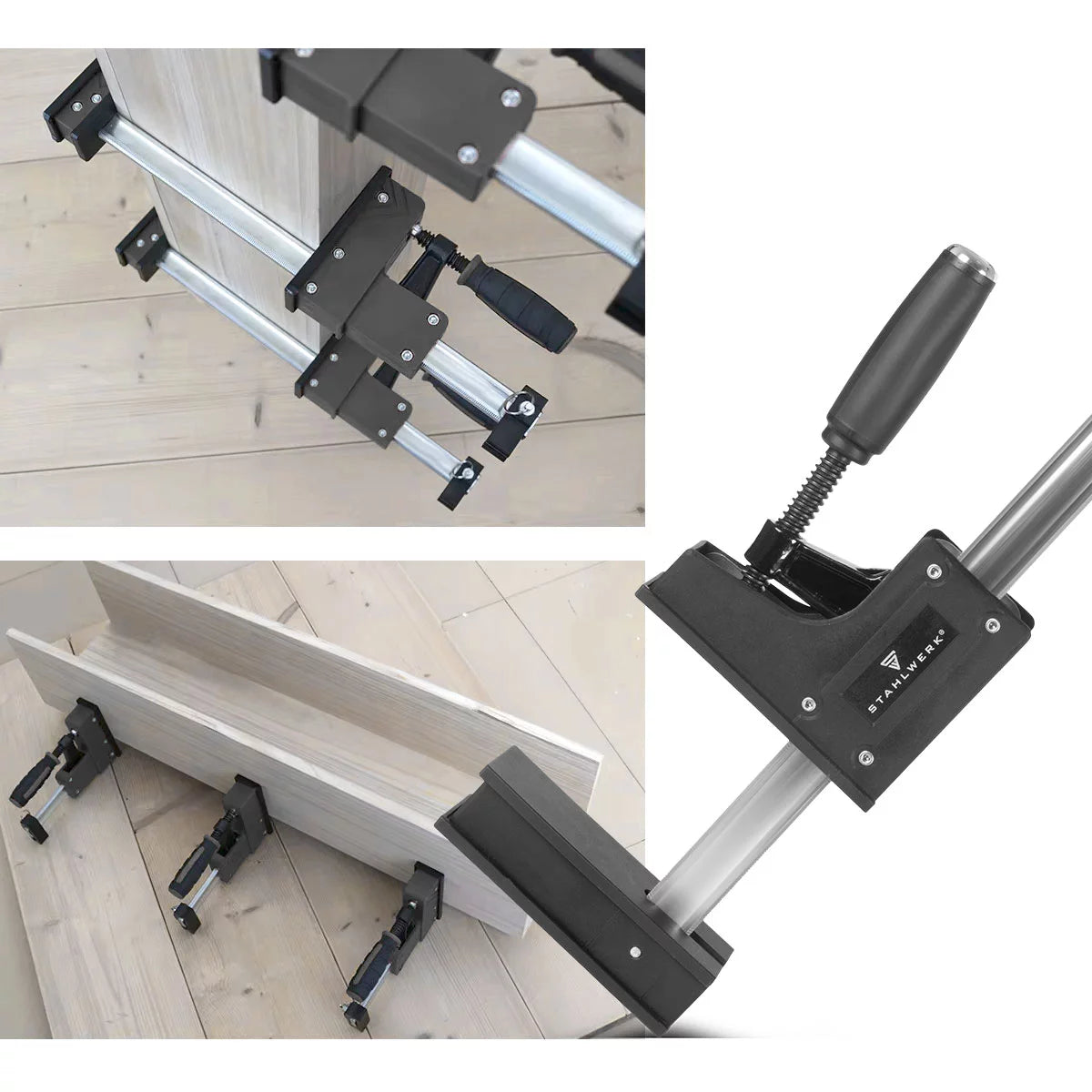 STAHLWERK Korpuszwinge 95x300 mm / 12"| kraftvolle Schraubzwinge mit 650 kg Spannkraft | Klemmzwinge mit großer Auflagefläche zum Fixieren von Werkstücken | stabile Zwinge mit Spannweite 300 mm, Spanntiefe 95 mm