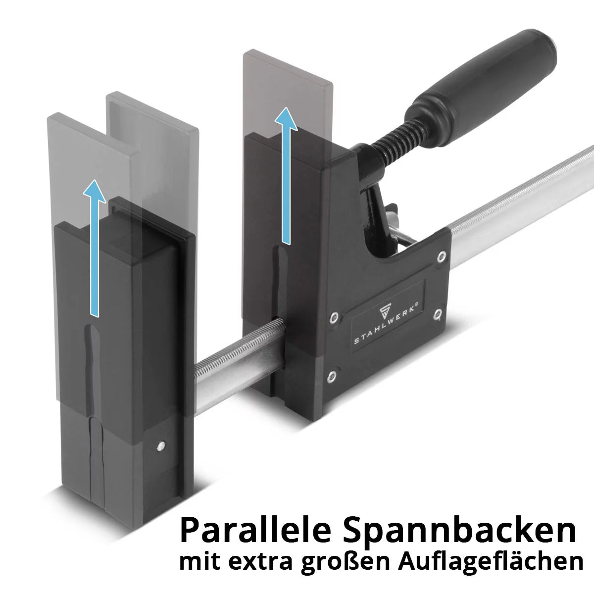 STAHLWERK Korpuszwinge 95x800 mm / 32"| kraftvolle Schraubzwinge mit 650 kg Spannkraft | Klemmzwinge mit großer Auflagefläche zum Fixieren von Werkstücken | stabile Zwinge mit Spannweite 800 mm, Spanntiefe 95 mm