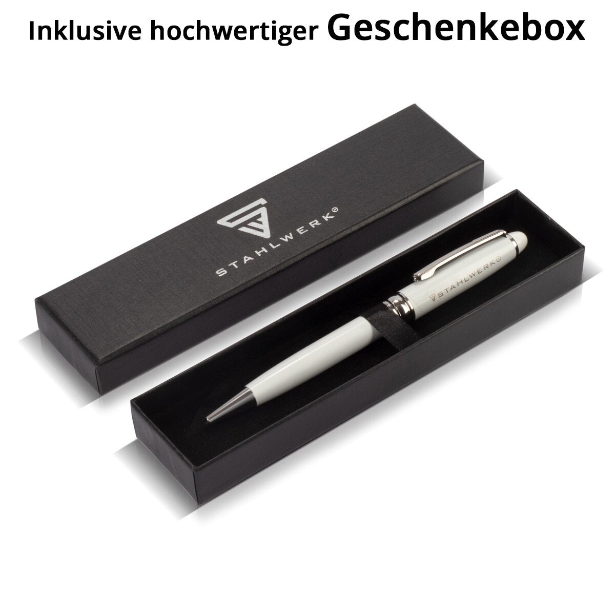 STAHLWERK Kugelschreiber mit Gravur Premium-Kugelschreiber | Stift | Kuli | Schreibgerät mit Halte-Clip und edler Geschenkverpackung