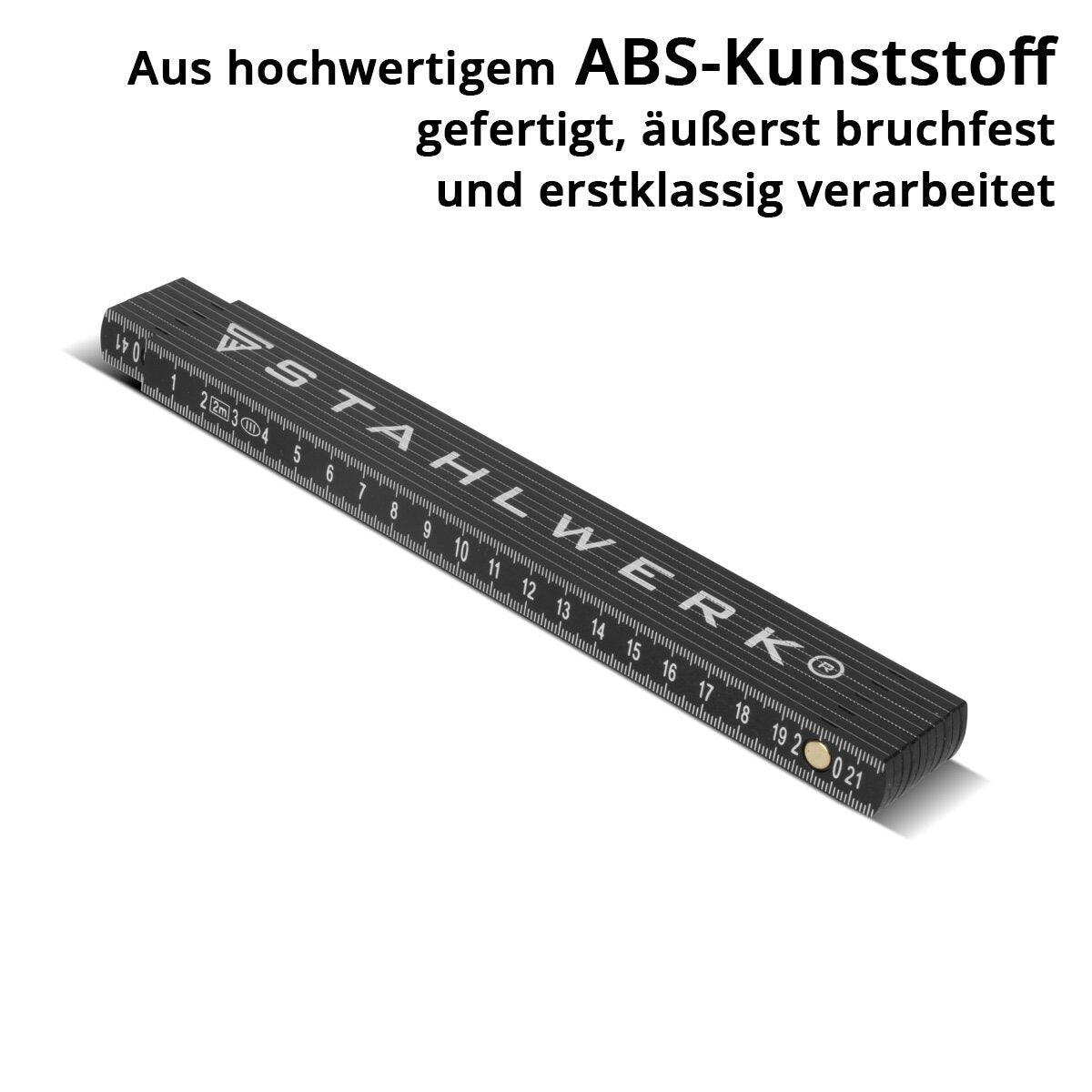 Stahlwerk Zollstock 2 mètres de structure plastique précise | Mäntstab | Échelle | Tale Tape | Mesure du compteur avec des chiffres métriques faciles à lire