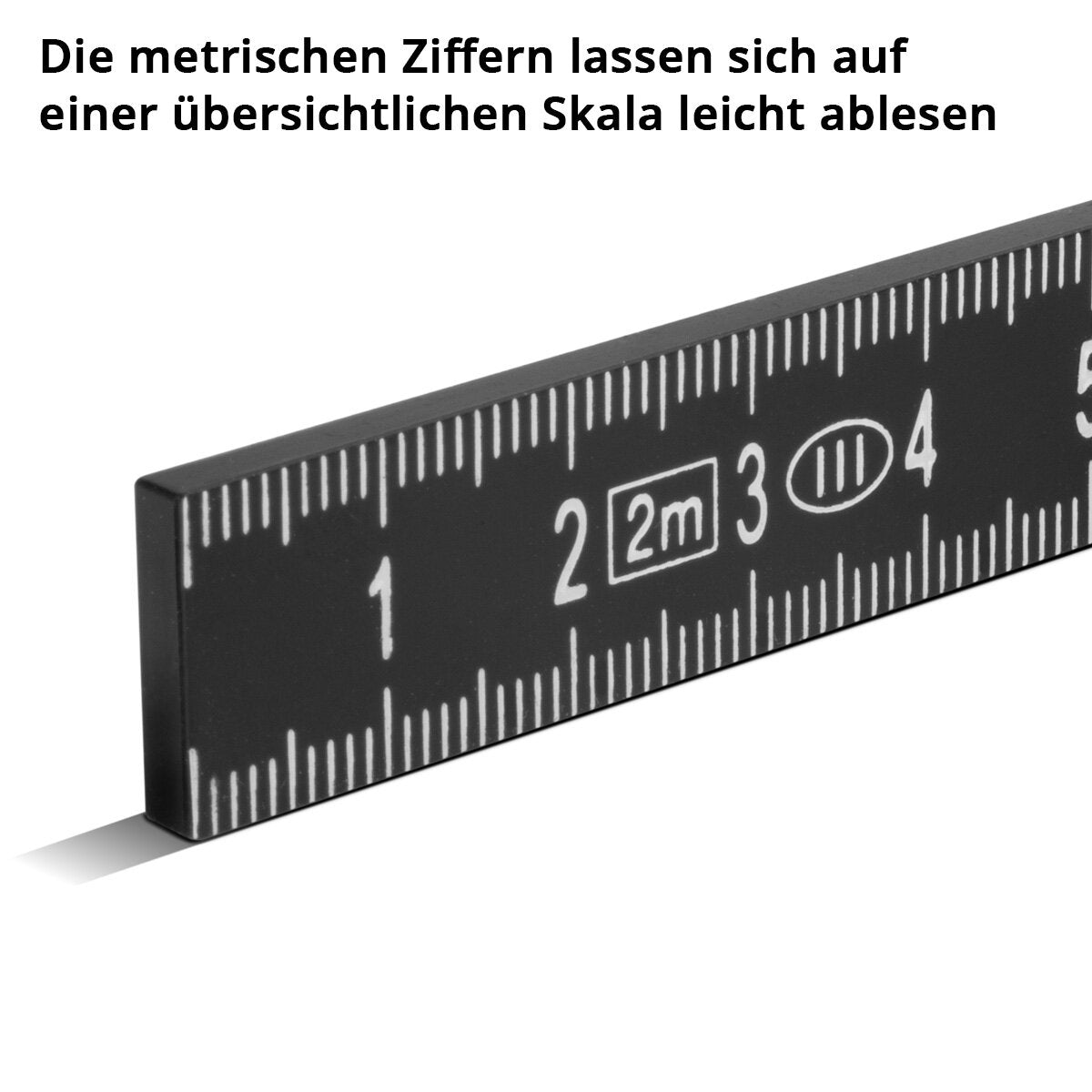 Stahlwerk Zollstock 2 mètres de structure plastique précise | Mäntstab | Échelle | Tale Tape | Mesure du compteur avec des chiffres métriques faciles à lire