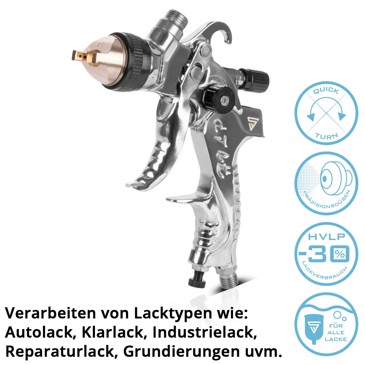 STAHLWERK HVLP Lackierpistole SG-250 ST mit 1,4 | 1,7 | 2,0 mm Düsensatz und 650 ml Fließbecher | Profi Spritzpistole | Spraypistole | Sprühpistole