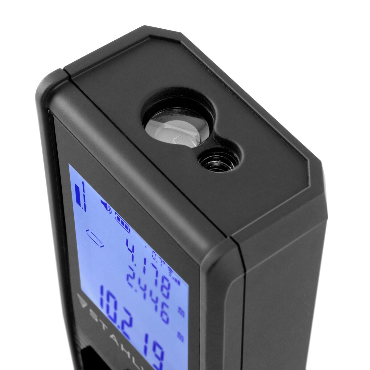 Steelwork Laser Remanding knife L-80 ST up to 80 m distance meter with illuminated LCD digital display, distance and distance measuring device for precise measurement of distances and space content on construction sites or indoors