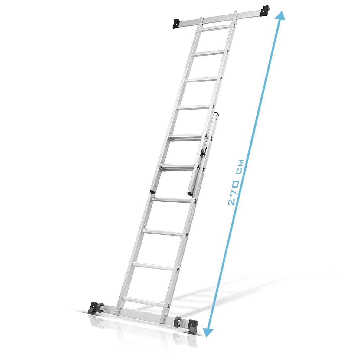 Steelworks Ladder Test LG-270 ST 150 kg di capacità di carico, 3 su 1 conduttore multiuso / conduttore pieghevole in alluminio / piattaforma di lavoro / impalcatura / impalcatura con germogli non slip, inclusi 7 anni di garanzia del produttore