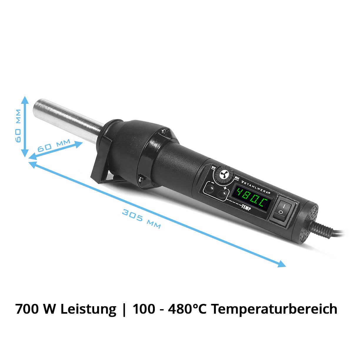 Stahlwerk Lehim İstasyonu Sıcak Hava Üfleyici HLG -480 ST 700 W ve 100 - 480 ° C Lehimleme Cihazı | Lehimleme Demir | Loveens Tabanca | Sıcak hava, lehimleme, yeniden çalışma ve tükenme çalışması için sıcak hava tabancası