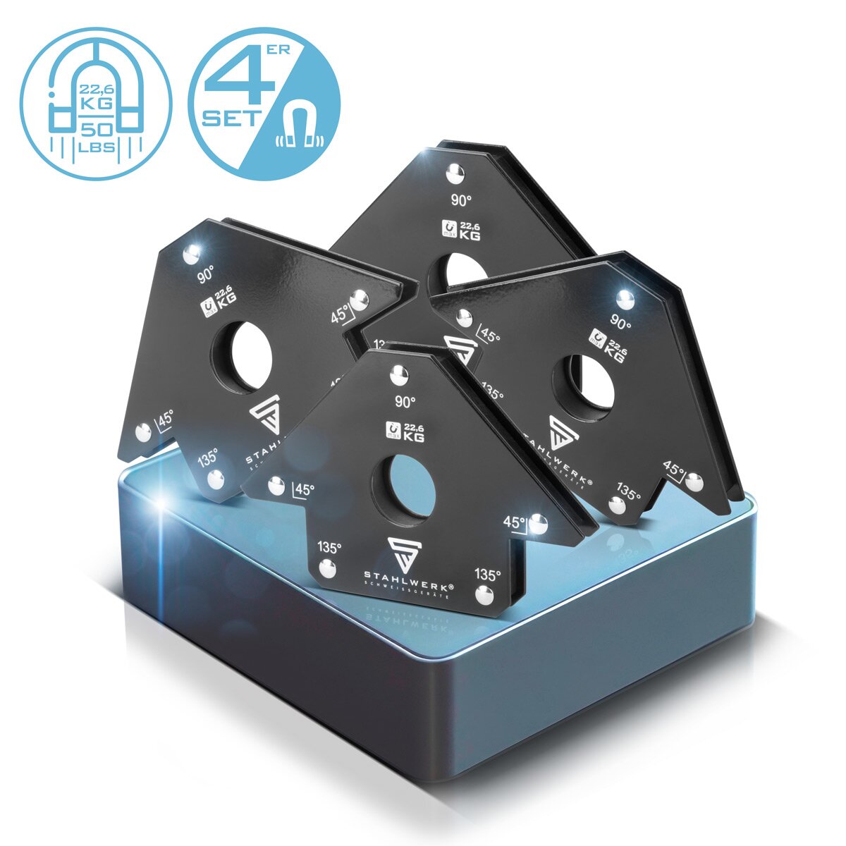 Steelworks 4 Set Magnet welding angle 22.6 kg | 50 LBS practical welding magnet | Magnetic angle | Welding positioners with strong adhesion