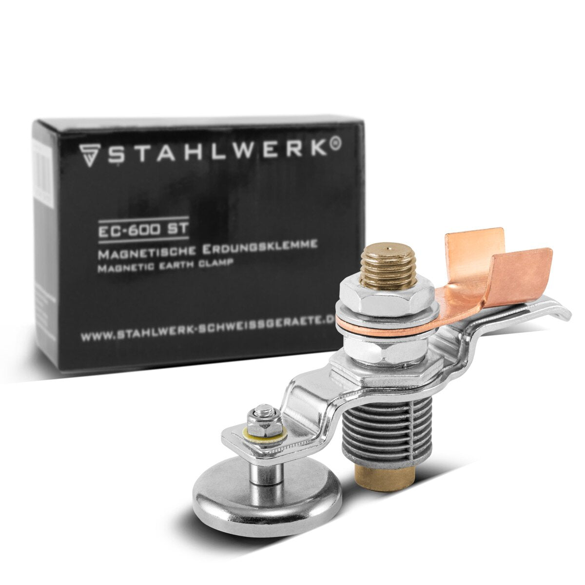 STAHLWERK Magnetische Erdungsklemme EC-600 ST / Masseklemme / Massemagnet für Schweißgeräte und Plasmaschneider bis 600 A