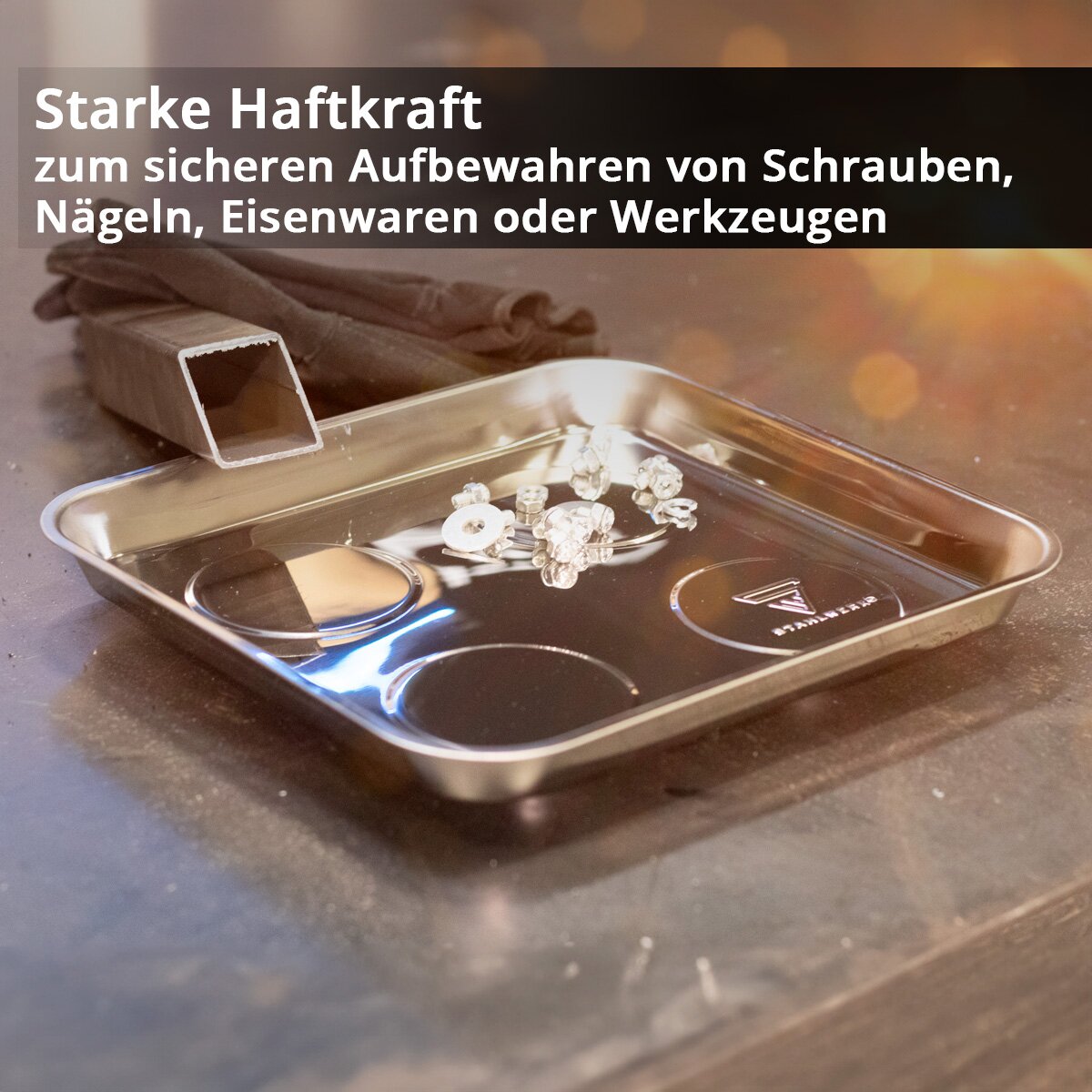 Stahlwerk Magnetschale MS-30 ST 270 x 292 x 30 mm Magnnet plate | Screw bowl | Habbit shell | Magnneta blind | Magnetic bowl made of stainless steel with strong adhesive power for screws, nails and tools