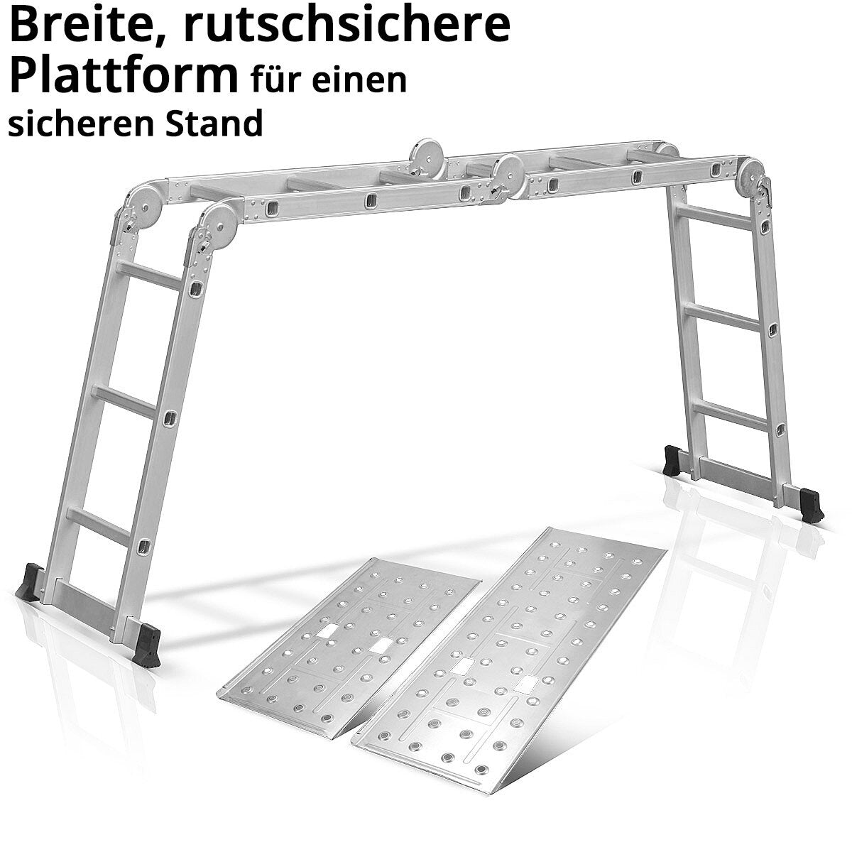 STAHLWERK Mehrzweckleiter ML-356 ST 150 kg Tragkraft, 3 in 1 Leitergerüst / Aluminium Klappleiter / Arbeitsgerüst / Arbeitsplattform / Gerüst mit rutschfesten Sprossen inklusive 7 Jahre Hersteller-Garantie