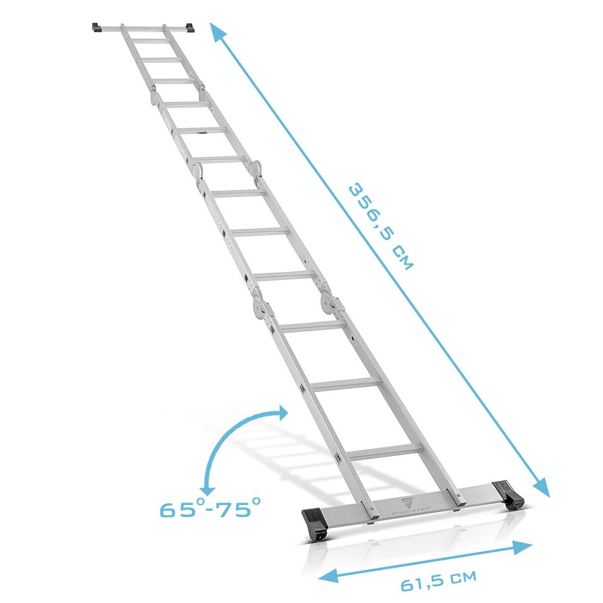 STAHLWERK Mehrzweckleiter ML-403 ST 150 kg Tragkraft, 3 in 1 Leiter | Aluminium Klappleiter | Trittleiter | Multifunktionsleiter | Anlegeleiter | Arbeitsgerüst inklusive 7 Jahre Hersteller-Garantie