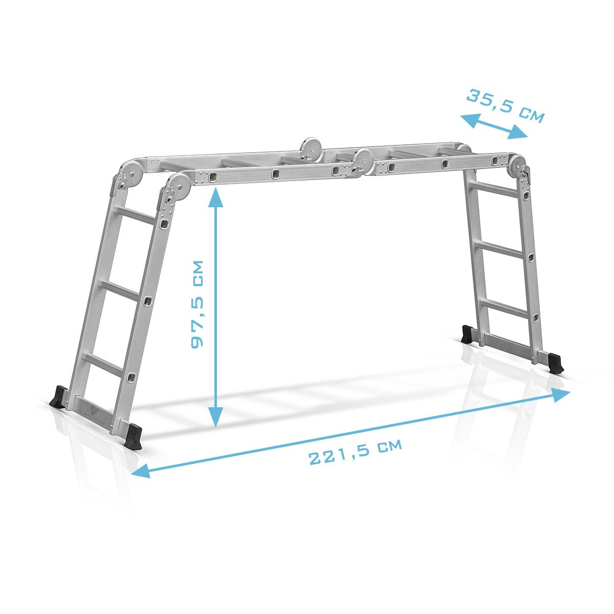 ASEGLIO DI CASE MULTRO-USO MLUSTRO ML-403 ST 150 kg di capacità di carico, 3 su 1 scala | Conduttore pieghevole in alluminio | Step Ladder | Leader multifunzione | Gestione gesto | Struttura del lavoro tra cui una garanzia del produttore di 7 anni