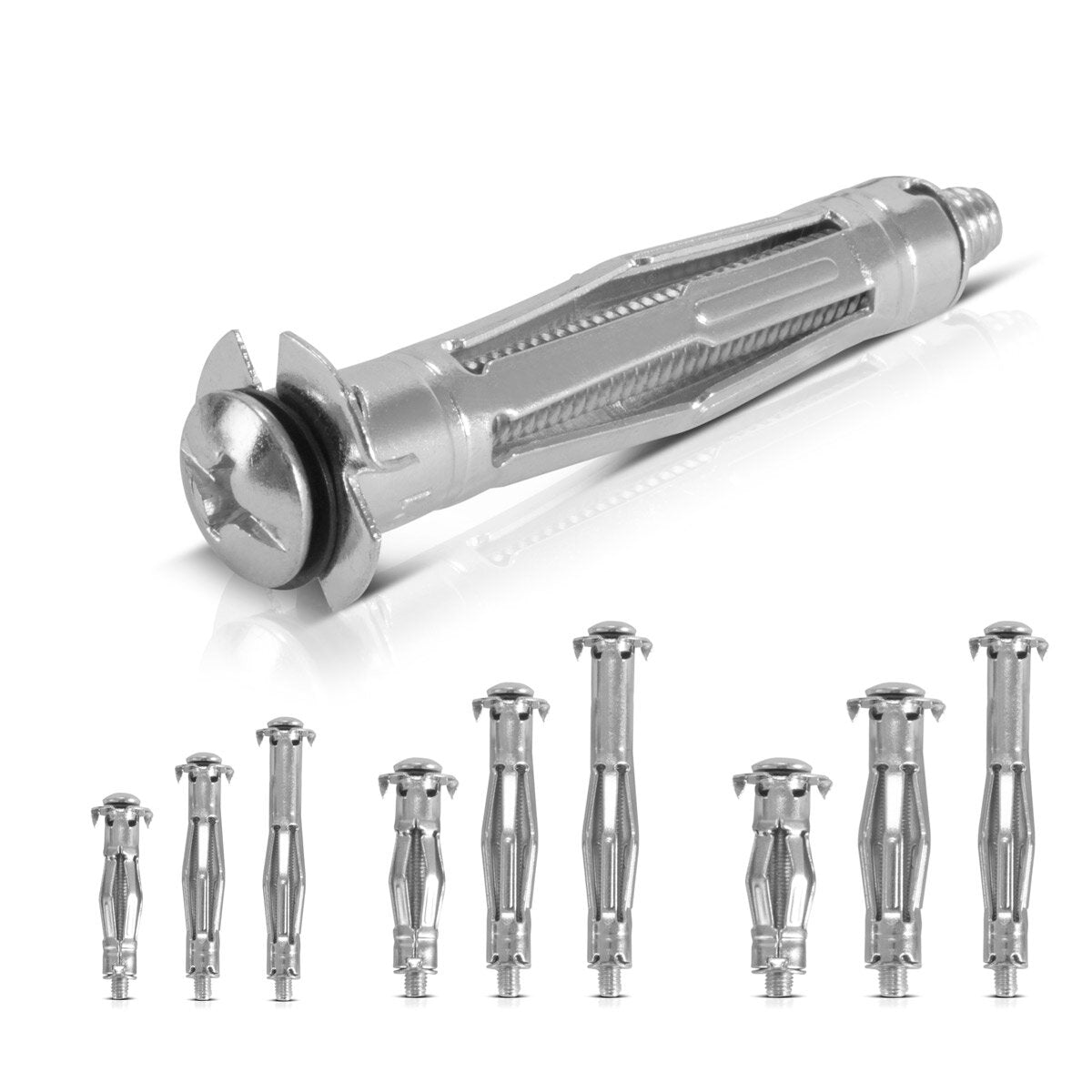 Steelworks Metal cavity dowel 141-piece set M4 x 32 | M4 x 38 | M4 x 46 | M5 x 37 | M5 x 52 | M5 x 65 | M6 x 37 | M6 x 52 | M6 x 65 metal dowels with pre-assembled screws for drywall work