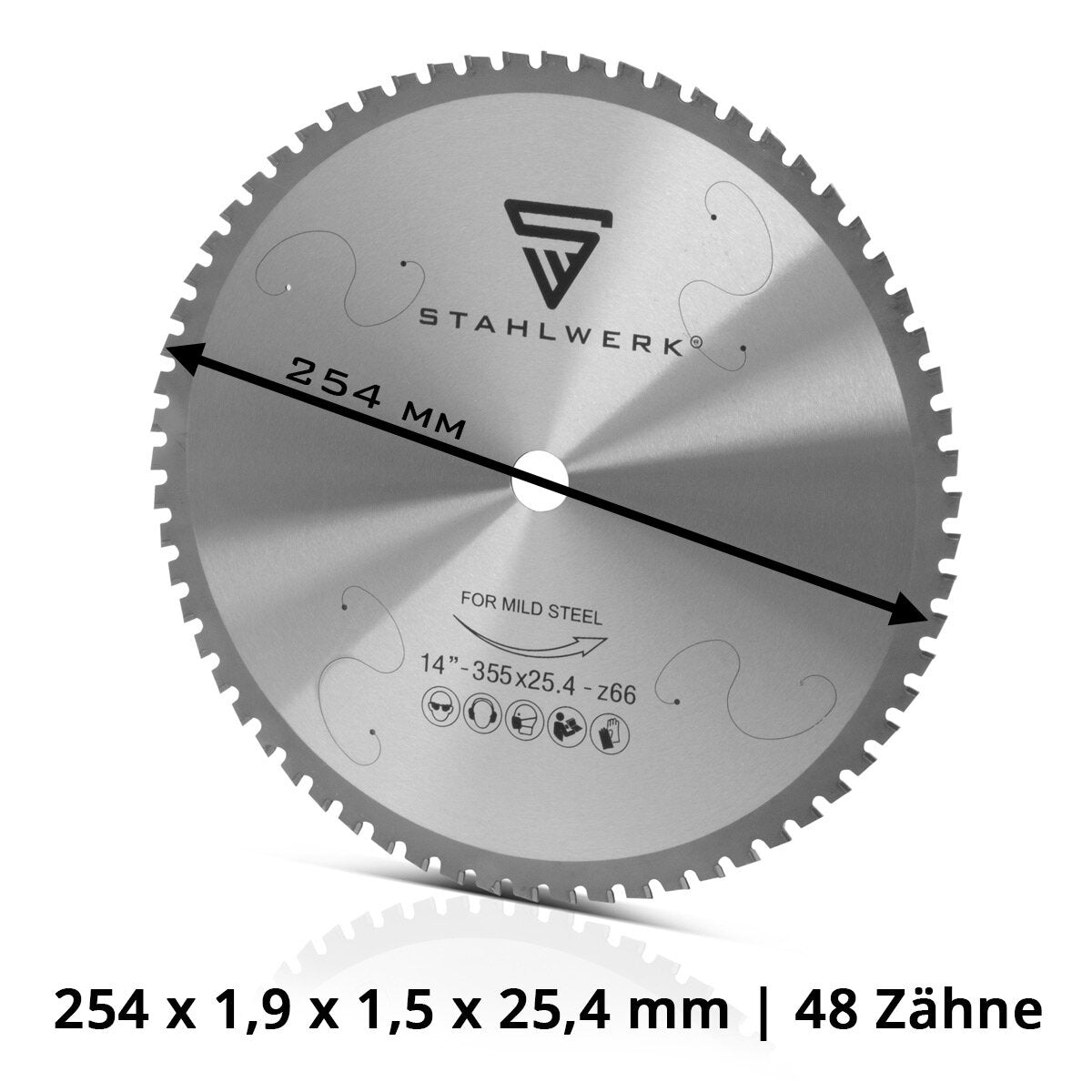 STAHLWERK Kreissägeblatt 254 x 1,9 x 1,5 x 25,4 mit 48 Zähnen Metall-Sägeblatt | Trennscheibe | Universal-Sägeblatt für Metallkreissäge | Trennsäge | Kappsäge | Gehrungssäge