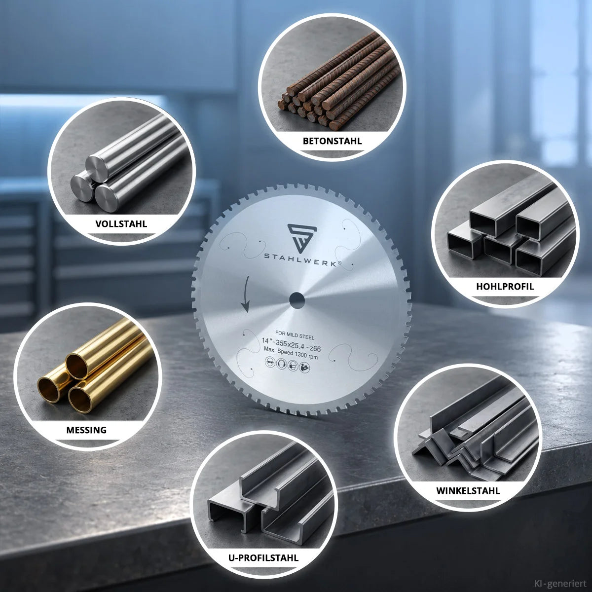 STAHLWERK Kreissägeblatt 355 x 25,4 x 2,2 x 1,8 mm mit 66 Zähnen Metall-Sägeblatt | Trennscheibe | Universal-Sägeblatt für Metallkreissäge | Trennsäge | Kappsäge | Gehrungssäge