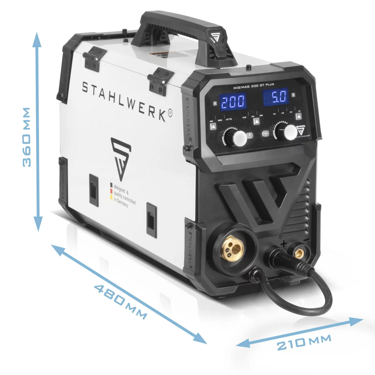 STAHLWERK Schweißgerät MIG MAG 200 ST PLUS Vollausstattung Schutzgas-Schweißgerät | IGBT Inverter mit 200 A, synergischem Drahtvorschub, FLUX-, Lift-TIG- und MMA | ARC-Funktion