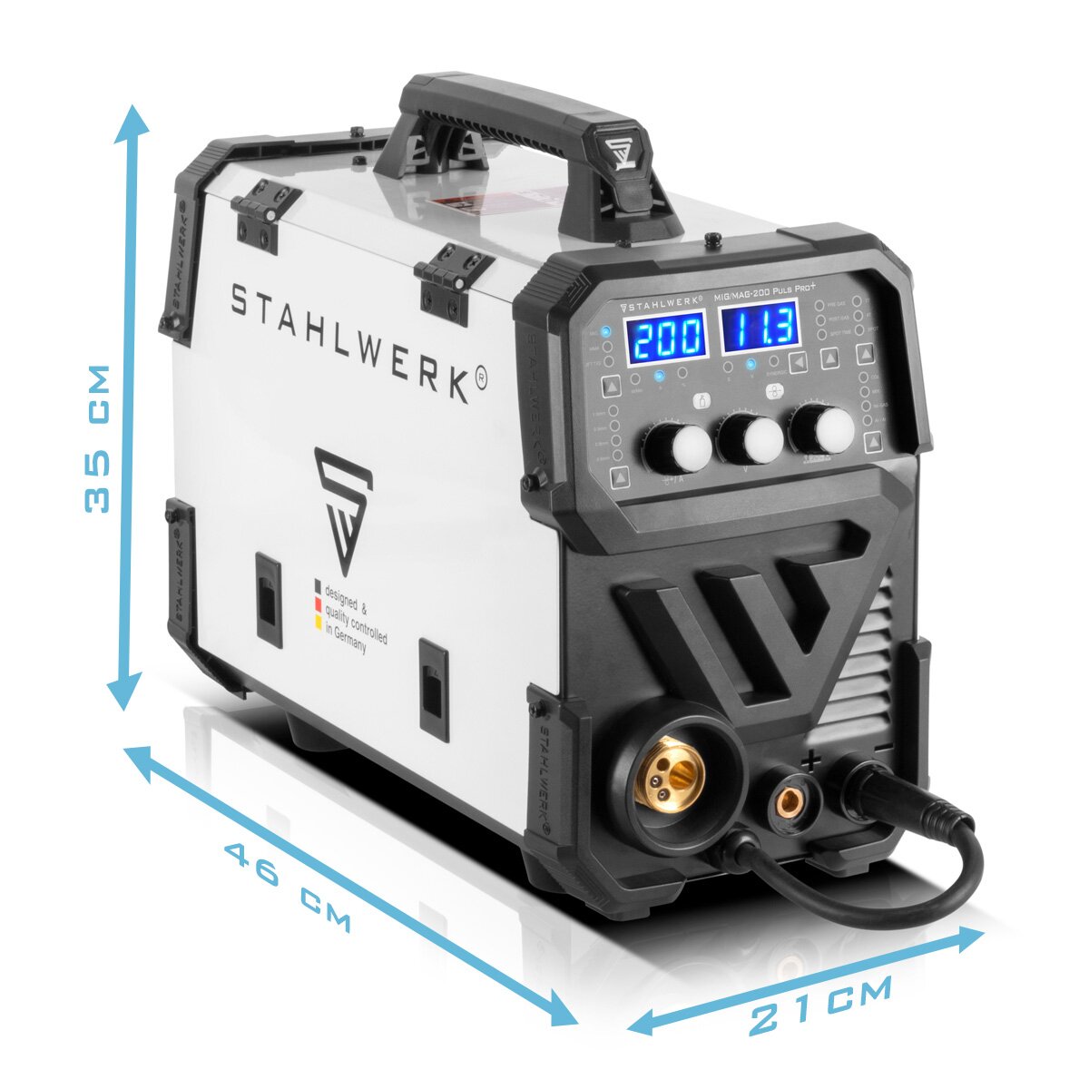 Stahlwerk Mig Mag 200 Spot Puls Pro, fully synergian IGBT Inverter, 5 in 1 combination device with spot function and 200 ampere, aluminum | Fill wire | Mig Mag | ARC MMA | Lift Tig | Pulse