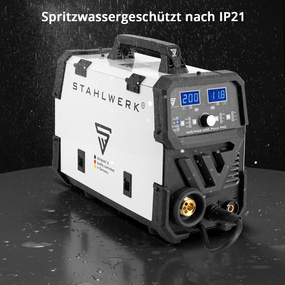 Stahlwerk MIG MAG 200 PULS PUBBT Protection gas Full equipment full syngical 5 in 1 combination device with real 200 amps including AK25/MB25 aluminum welding burner, wire feed rollers and wear parts set for aluminum welding