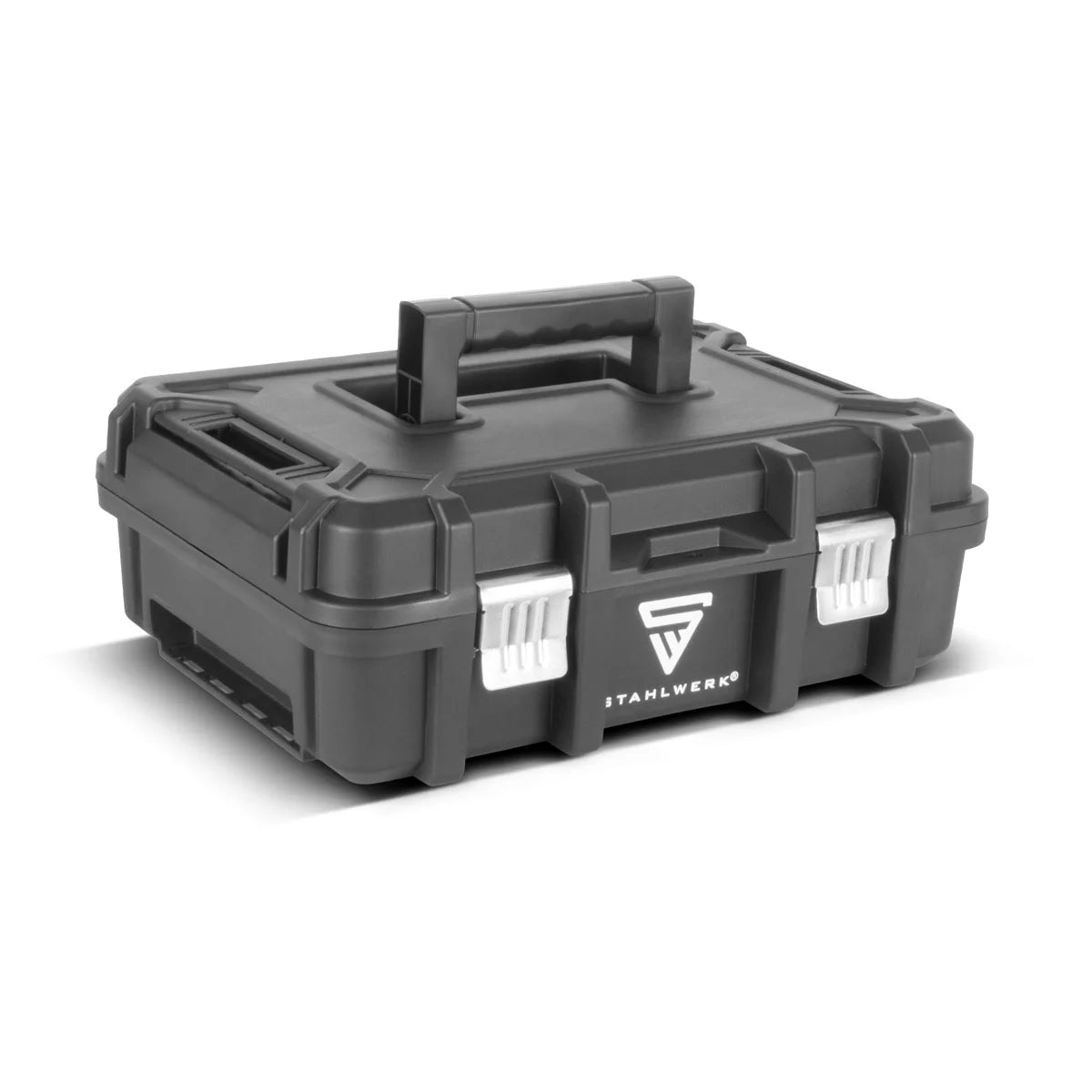 STAHLWERK Toolbox Set | Mobile tool trolley and organizer with telescopic handle | Flexible module system with assortment boxes | 3 stackable tool boxes | Tool boxes with small parts organizer