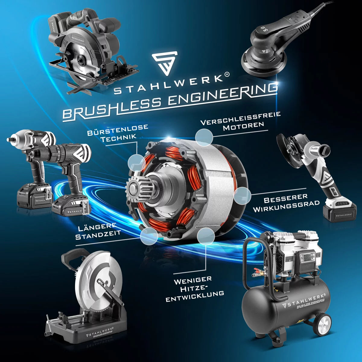 STAHLWERK Oszillierendes Akku Multifunktionswerkzeug OMTB-20 ST mit 900 Watt, 10.500-20.000 U/min und 20 V Akku-System, Deltaschleifer / Oszillationswerkzeug / Multicutter mit Brushless Technologie