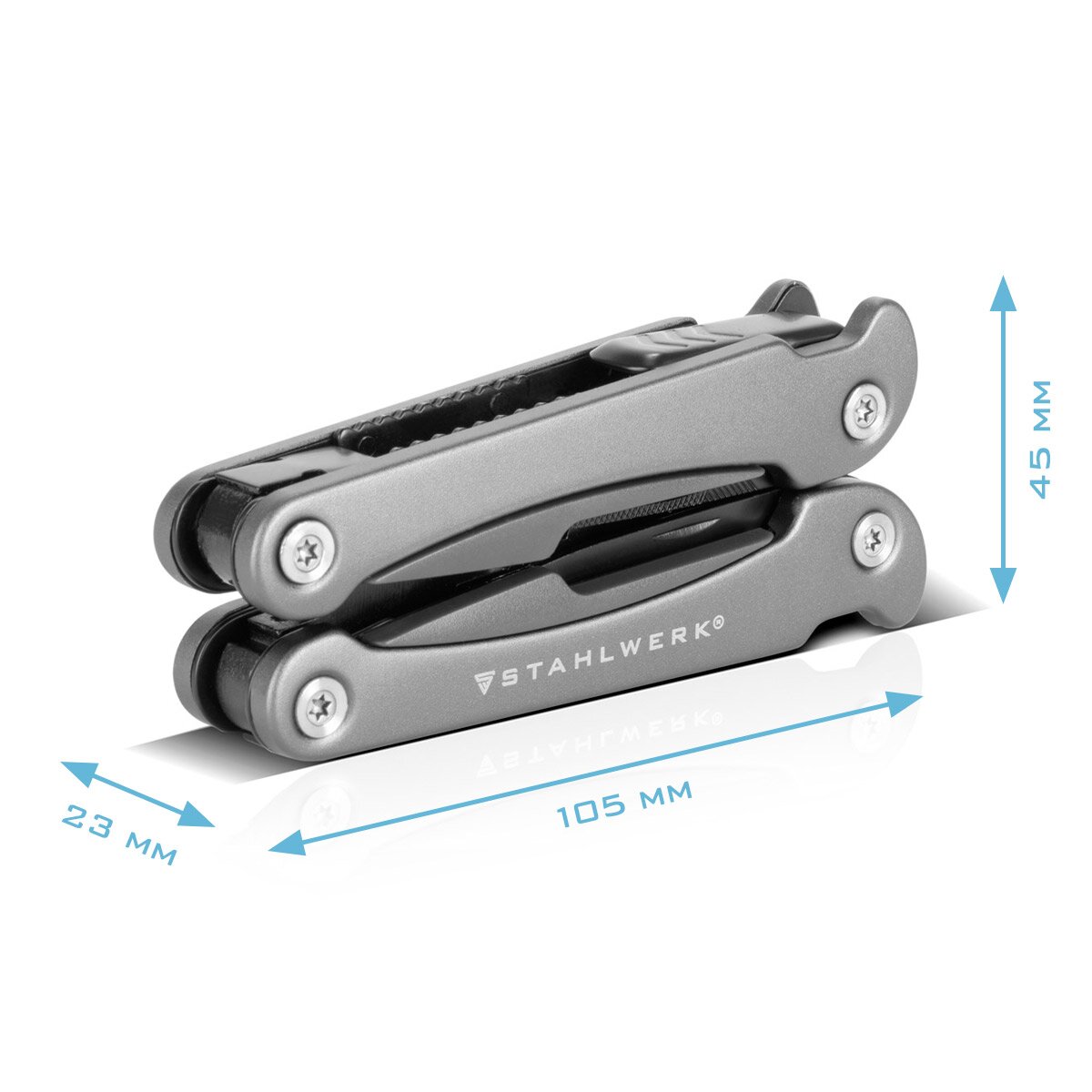 Steelwork Multi -tool with 13 tools, high -quality pocket knife / folding knife / multifunctional tool with knife, saw, file, combination, wire cutter, screwdriver etc.