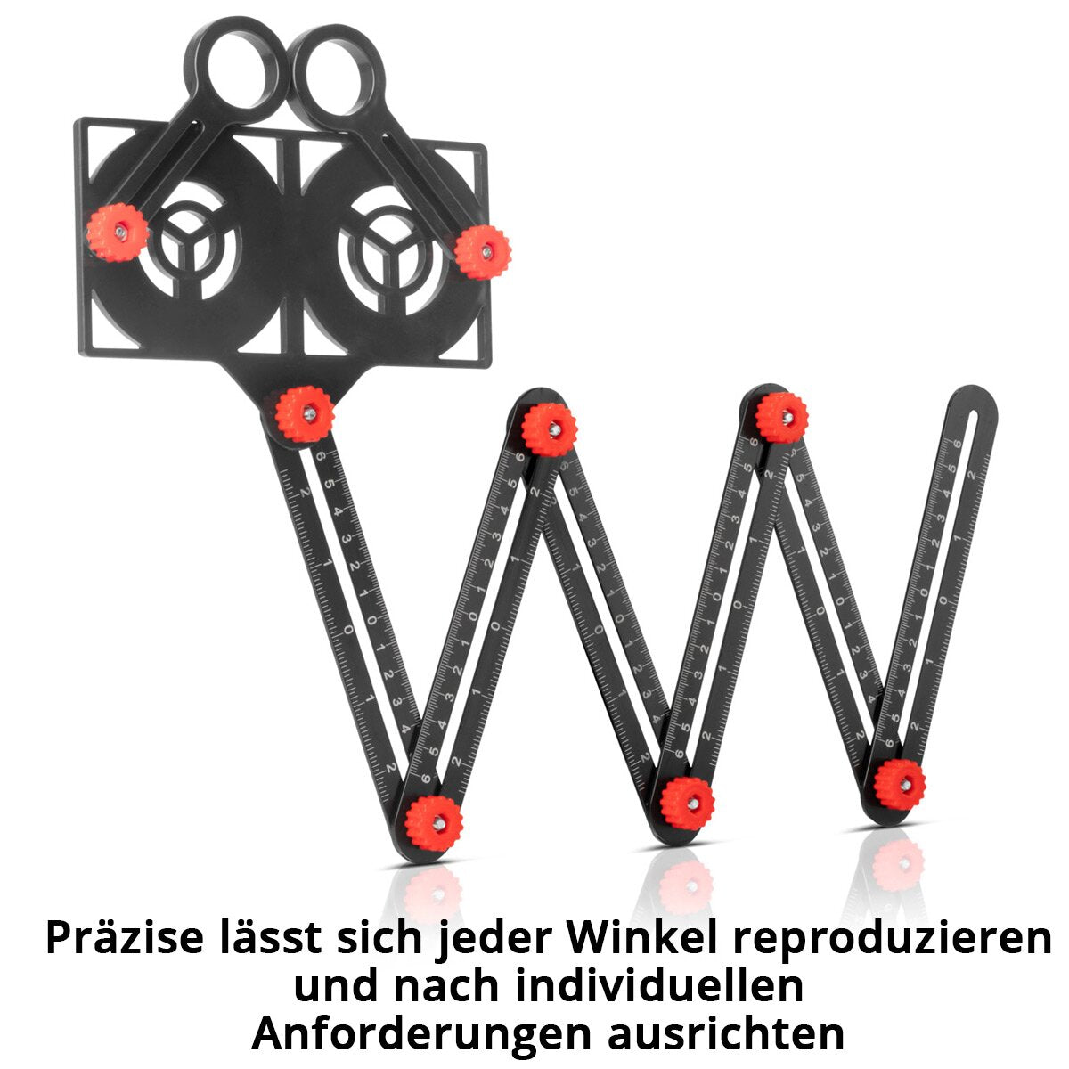 STAHLWERK 6-in-1 Multiwinkel-Messlineal zum präzisen Erstellen von Schablonen, hochwertiger Angleizer | Winkelschablone | Konturenlehre | Template Tool | Messwerkzeug aus Aluminium