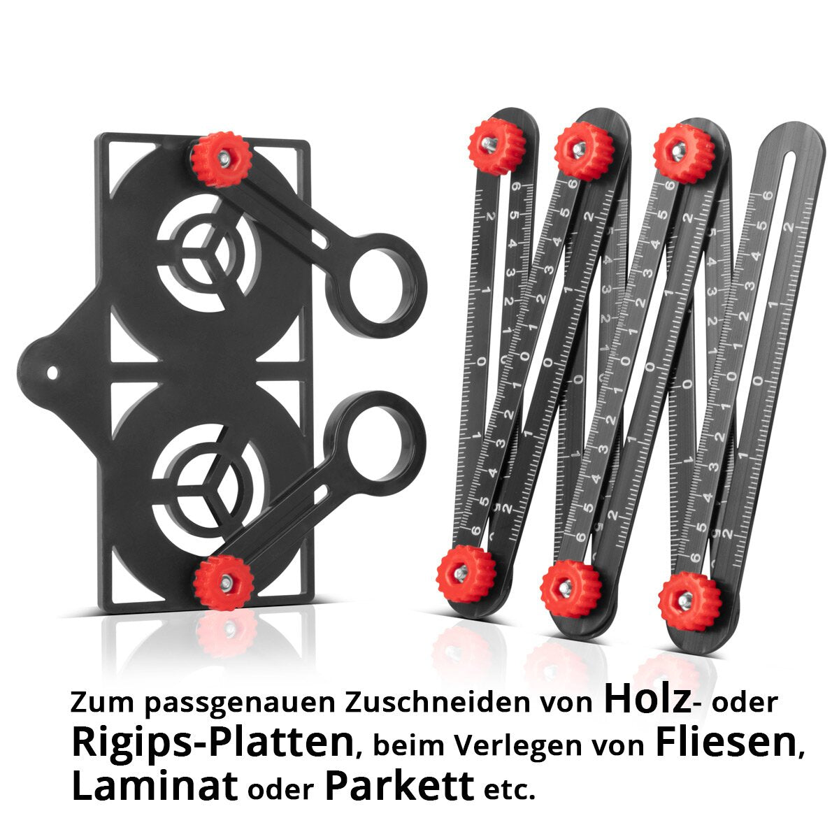 STAHLWERK 6-in-1 Multiwinkel-Messlineal zum präzisen Erstellen von Schablonen, hochwertiger Angleizer | Winkelschablone | Konturenlehre | Template Tool | Messwerkzeug aus Aluminium