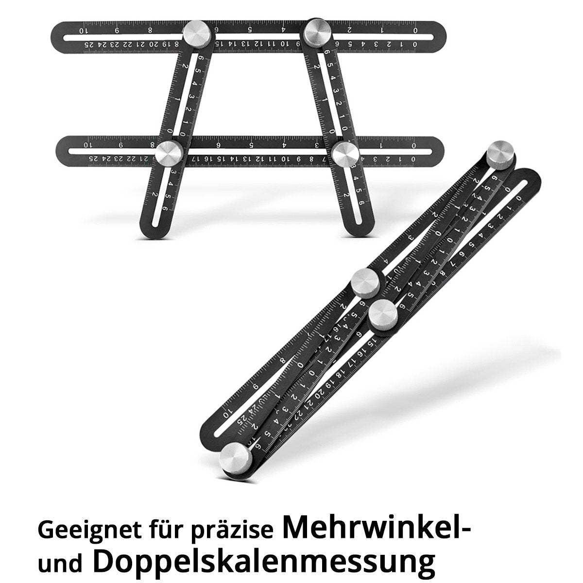 STAHLWERK Lineal Set mit Multiwinkel-Messlineal, Dreikant-Lineal und Winkeldreieck mit Anschlag zum präzisen Messen, Anreißen, Markieren und Zeichnen