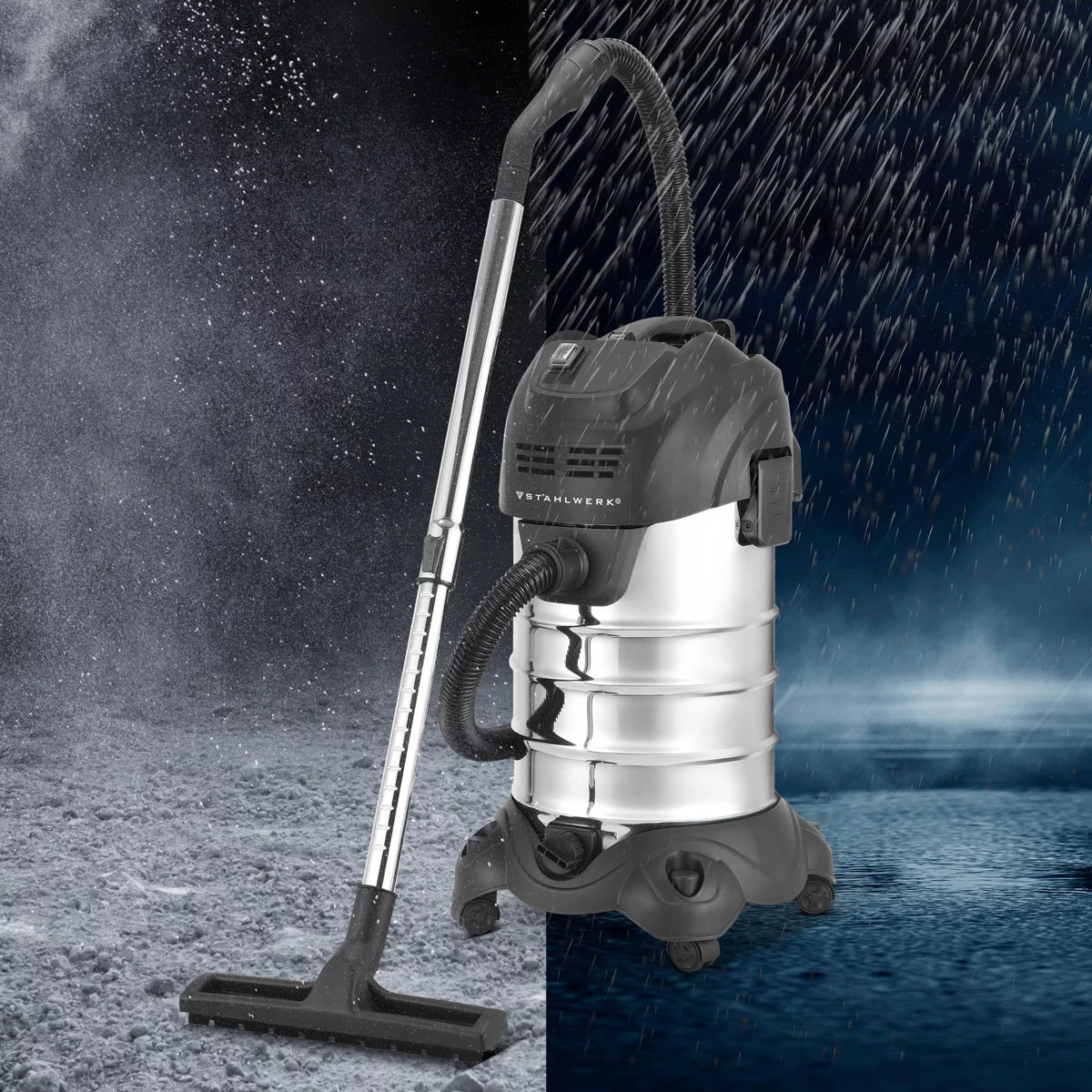 STAHLWERK wet and dry vacuum cleaner VCL-1600 ST | 1600 W industrial vacuum cleaner with 35 l stainless steel container | Blowing function and safety shutdown | Extensive accessory package | Robust workshop vacuum cleaner