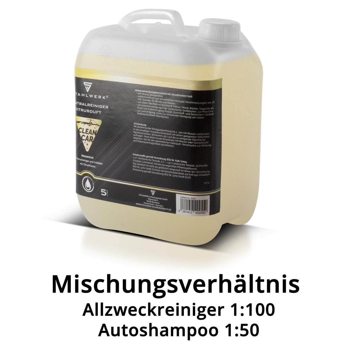 Steelworks Concentrata universale con profumo con agrumi 5 litri di contenitore di potenti detergenti | Agente di pulizia | Cleaner in schiuma | All -purpose Cleaner | Concentrazione di pulizia | Cleaner neutro per la pulizia delle pistole