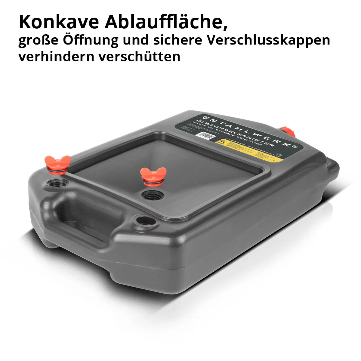 STAHLWERK Ölwechselkanister 10 L | Robuste Ölauffangwanne | Mobil und flexibel einsetzbar | Ölwanne mit Auffanghilfe | 2-in-1 Funktion - Öl- und Treibstoffkanister für Auto, Motorrad und Werkstatt