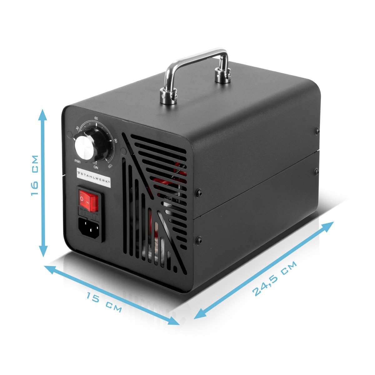 Stahlwerk Ozone generator OG-30 ST with 30 g/h, up to 200 sqm, continuous operation and timer function, ozonizer | Ozone device | Ozone air cleaner for neutralizing smells in car, household and building renovation