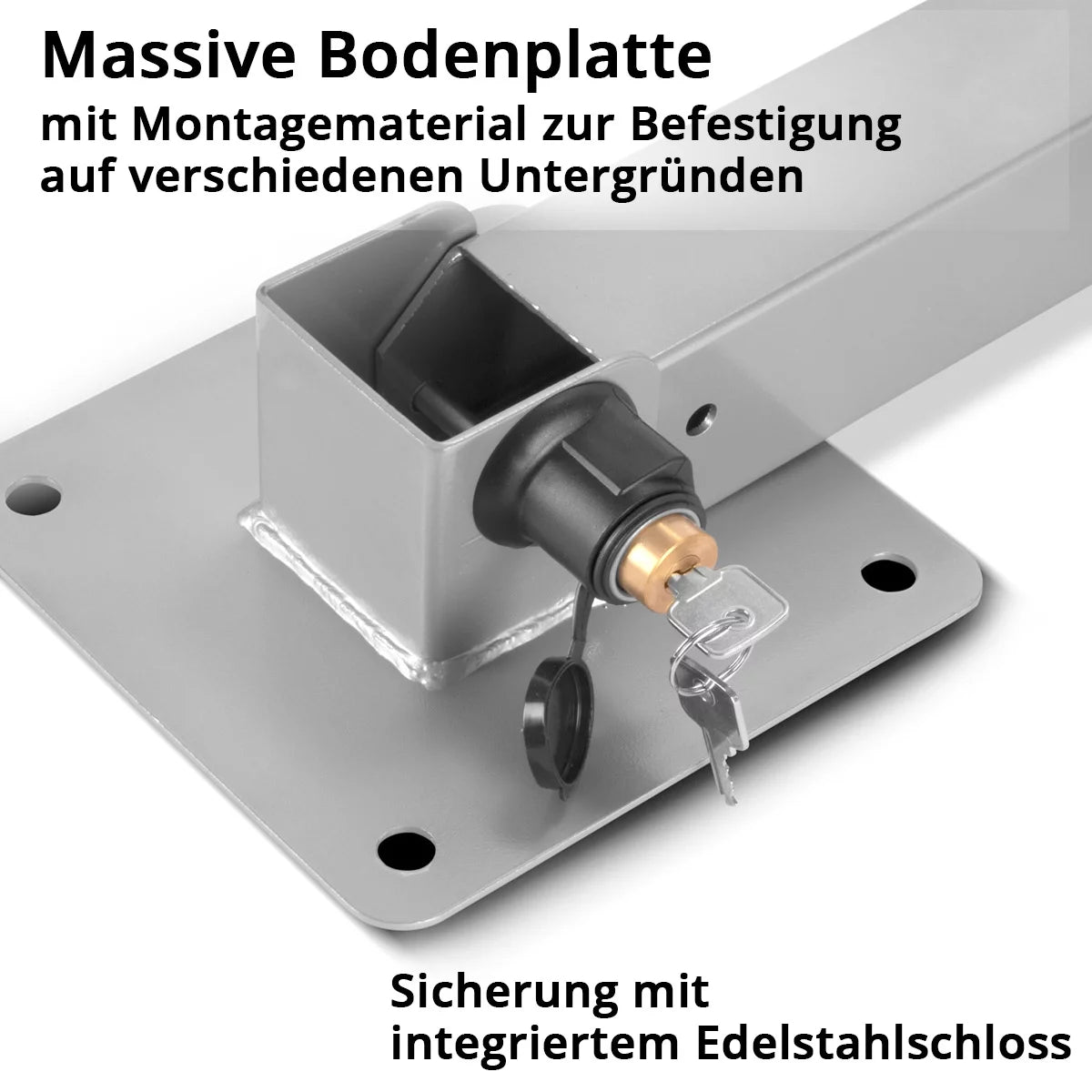 STAHLWERK Parkplatzsperre umlegbar | Parkplatzbügel klappbar | Parksperre mit robuster Stahlkonstruktion und Signalstreifen | Sperrbügel zur Sicherung von Parkplätzen, Einfahrten und Ladezonen