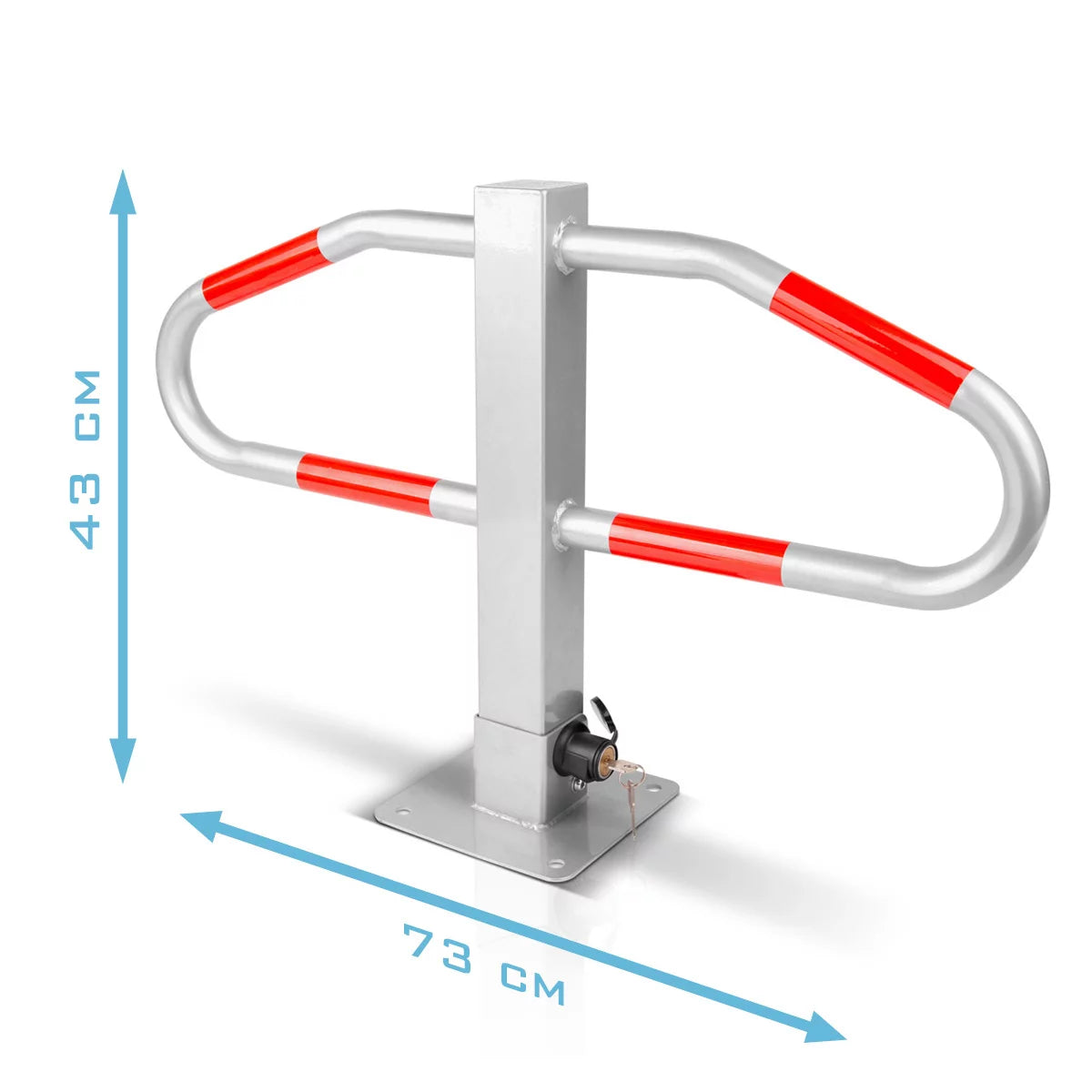 STAHLWERK Parkplatzsperre umlegbar | Parkplatzbügel klappbar | Parksperre mit robuster Stahlkonstruktion und Signalstreifen | Sperrbügel zur Sicherung von Parkplätzen, Einfahrten und Ladezonen