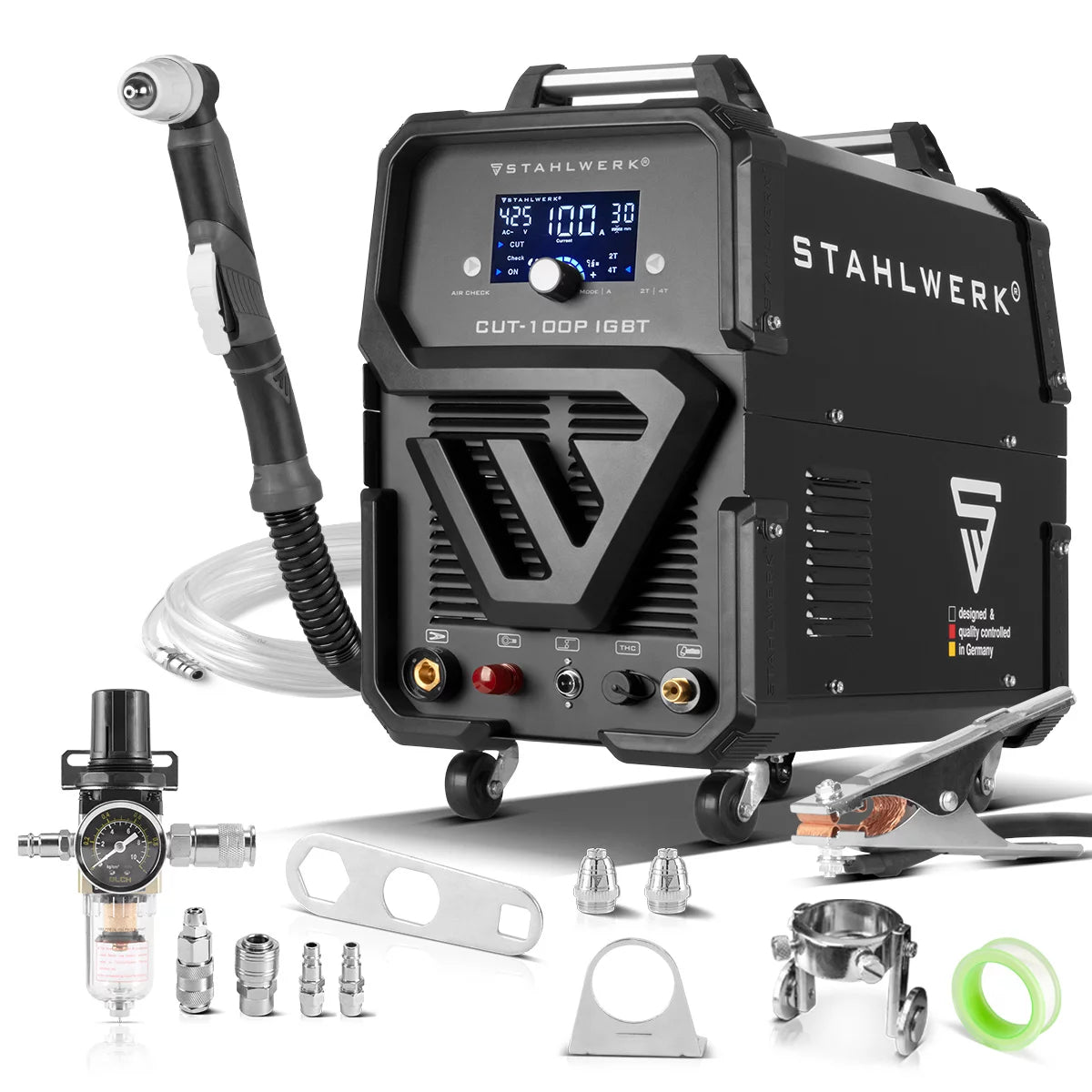 STAHLWERK CUT 100 P Digital Plasmaschneider mit 100 Ampere, Pilot-Zündung, bis 44 mm Schneidleistung, für Flugrost geeignet