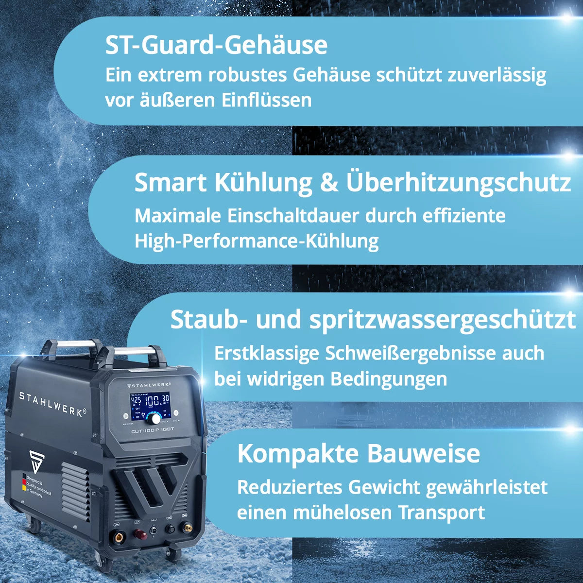 STAHLWERK CUT 100 P Digital Plasmaschneider mit 100 Ampere, Pilot-Zündung, bis 44 mm Schneidleistung, für Flugrost geeignet