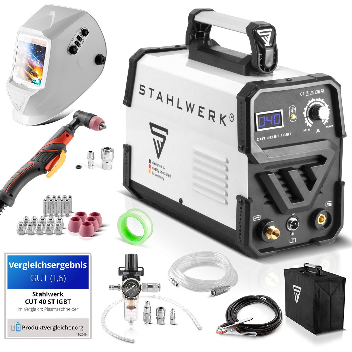 Steelworks Plasma Cutter Cut 40 ST IGBT - Équipement complet / dispositif de coupe à plasma avec 40 A et inflammation de contact HF