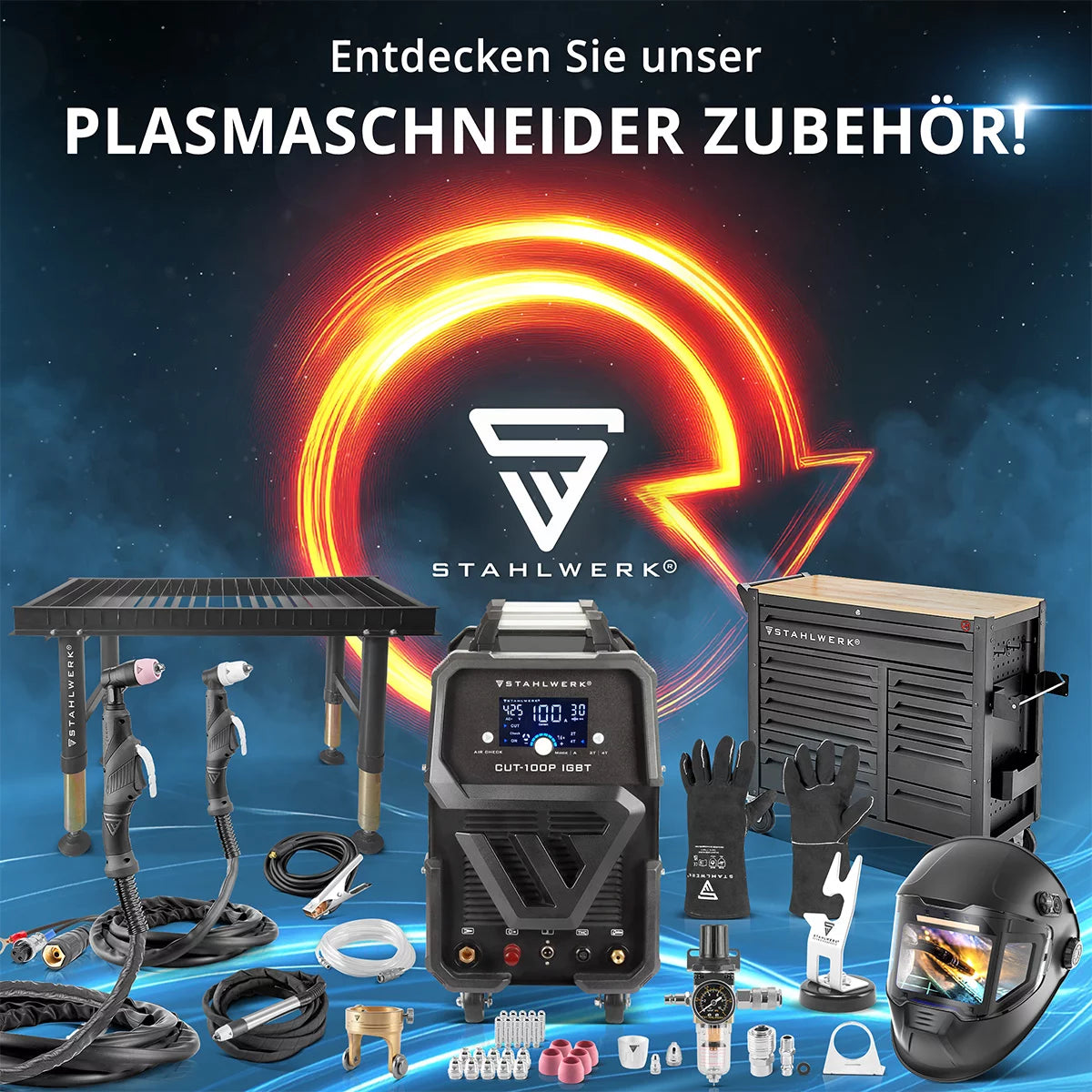 STAHLWERK Plasmaschneider CUT 50 P Digital | 50 A Inverter-Plasmaschneider | HF-Pilotzündung | Digitalanzeige | THC-Schnittstelle für CNC | Schneidleistung bis 20 mm | Plasma Cutter mit 2T/4T-Funktion