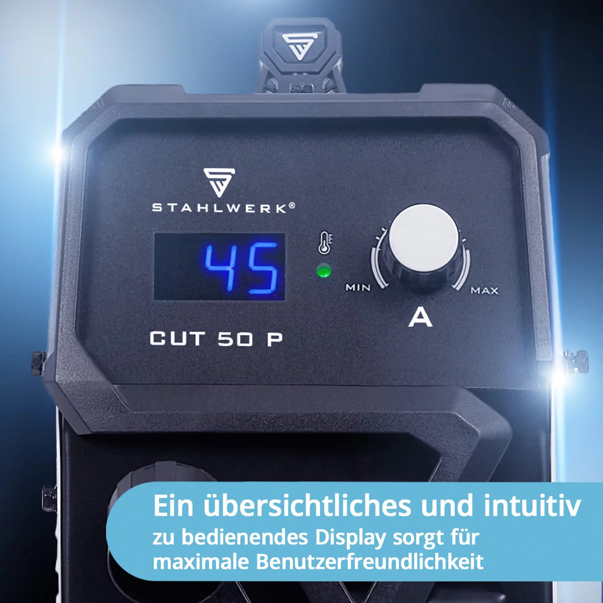 STAHLWERK Plasmaschneider CUT 50 P | 45 A Inverter-Plasmaschneider | HF-Pilotzündung | Digitalanzeige | Schneidleistung bis 15 mm | Smart-Kühlung