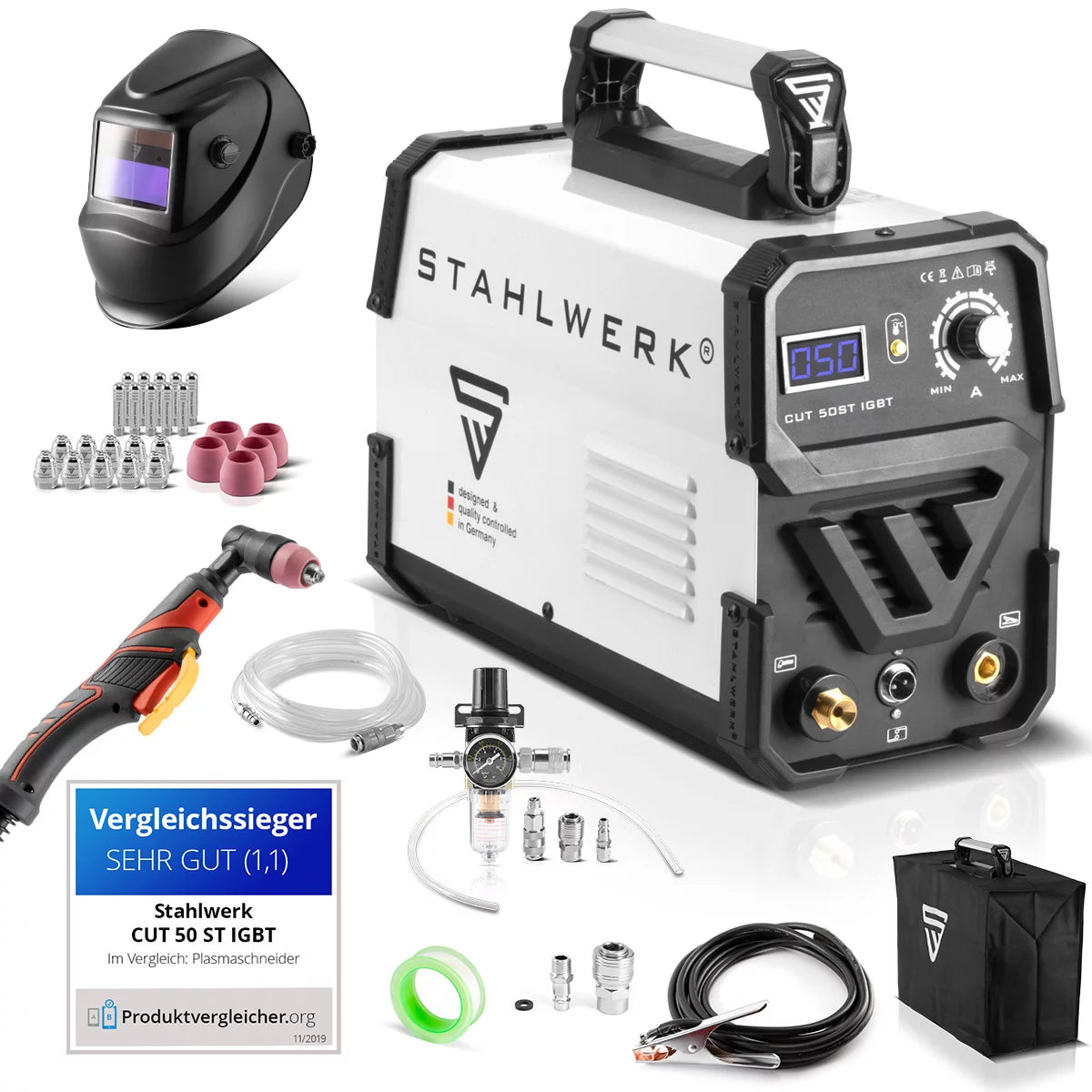 Steelworks Plasma cutter CUT 50 ST IGBT - full equipment / plasma cutting device with 50 A and HF contact inflammation